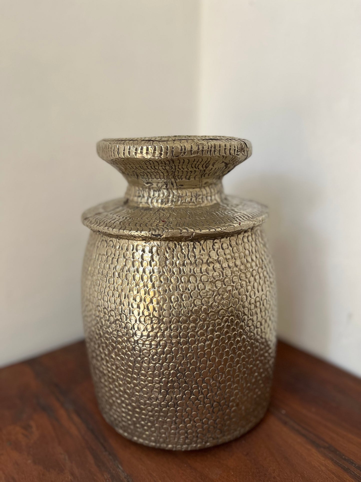 Wood German Silver Flower Pot