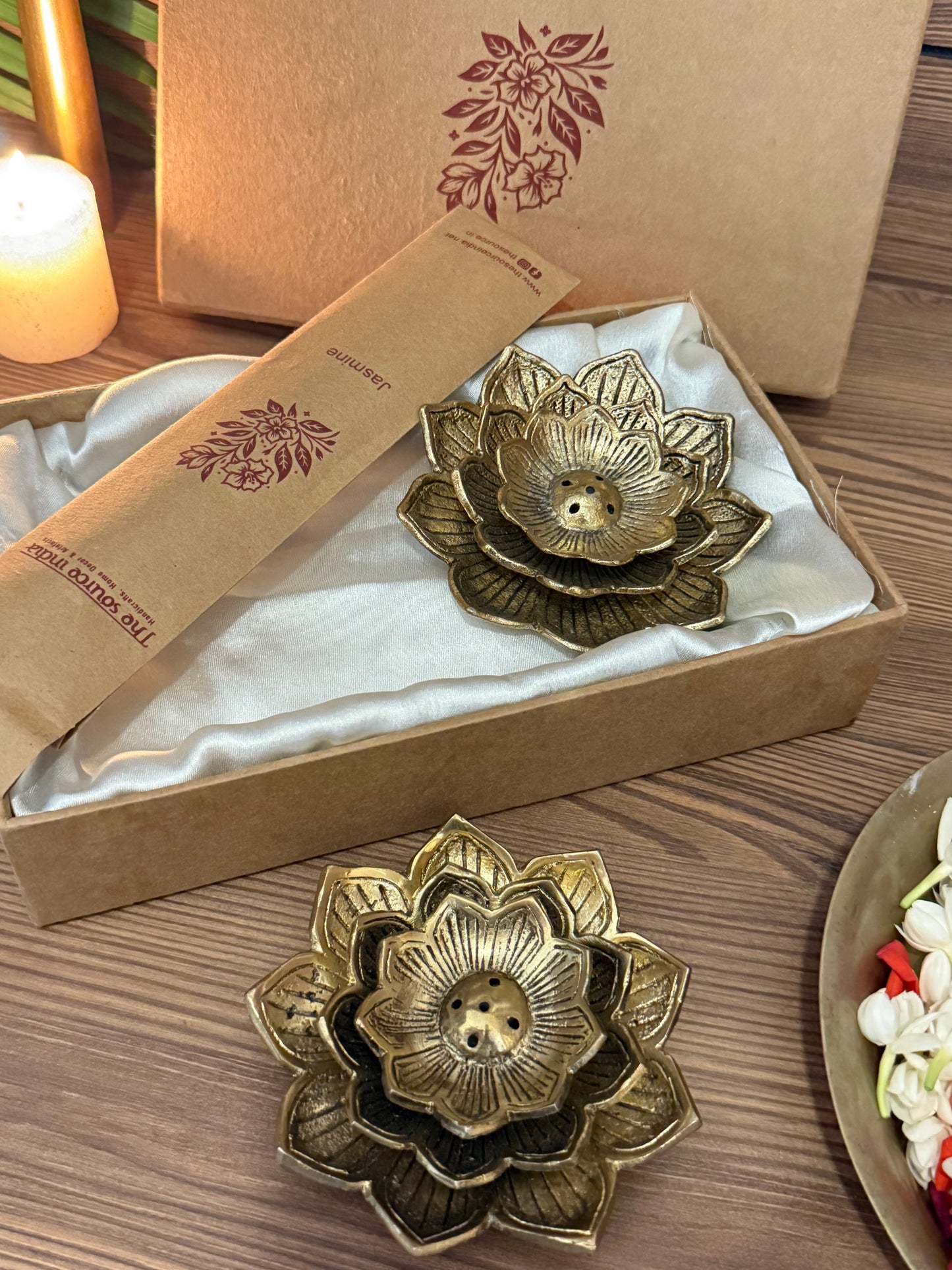 Metal Flower Incense Stand Set Of 2