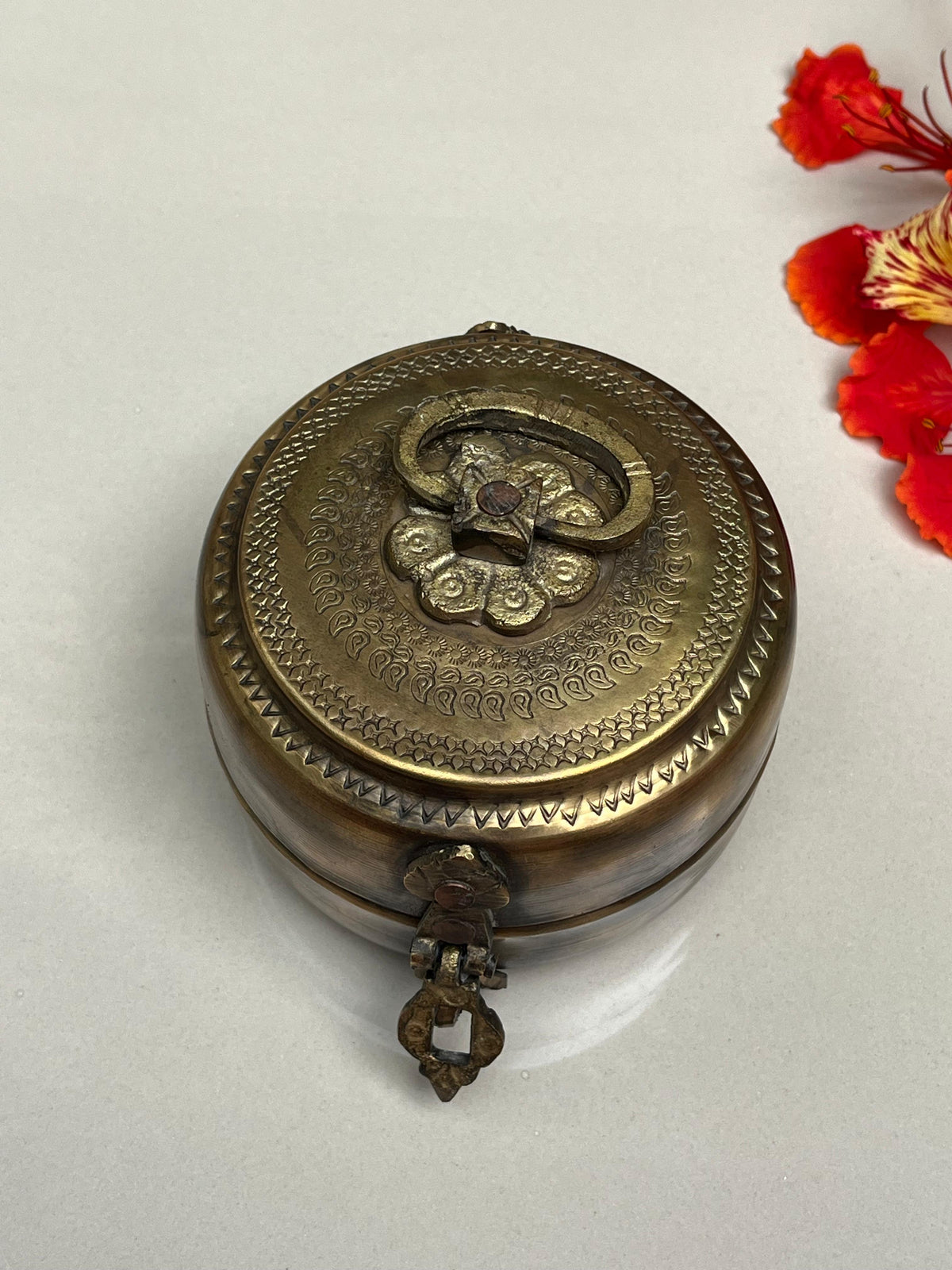 Vintage Brass Round Box