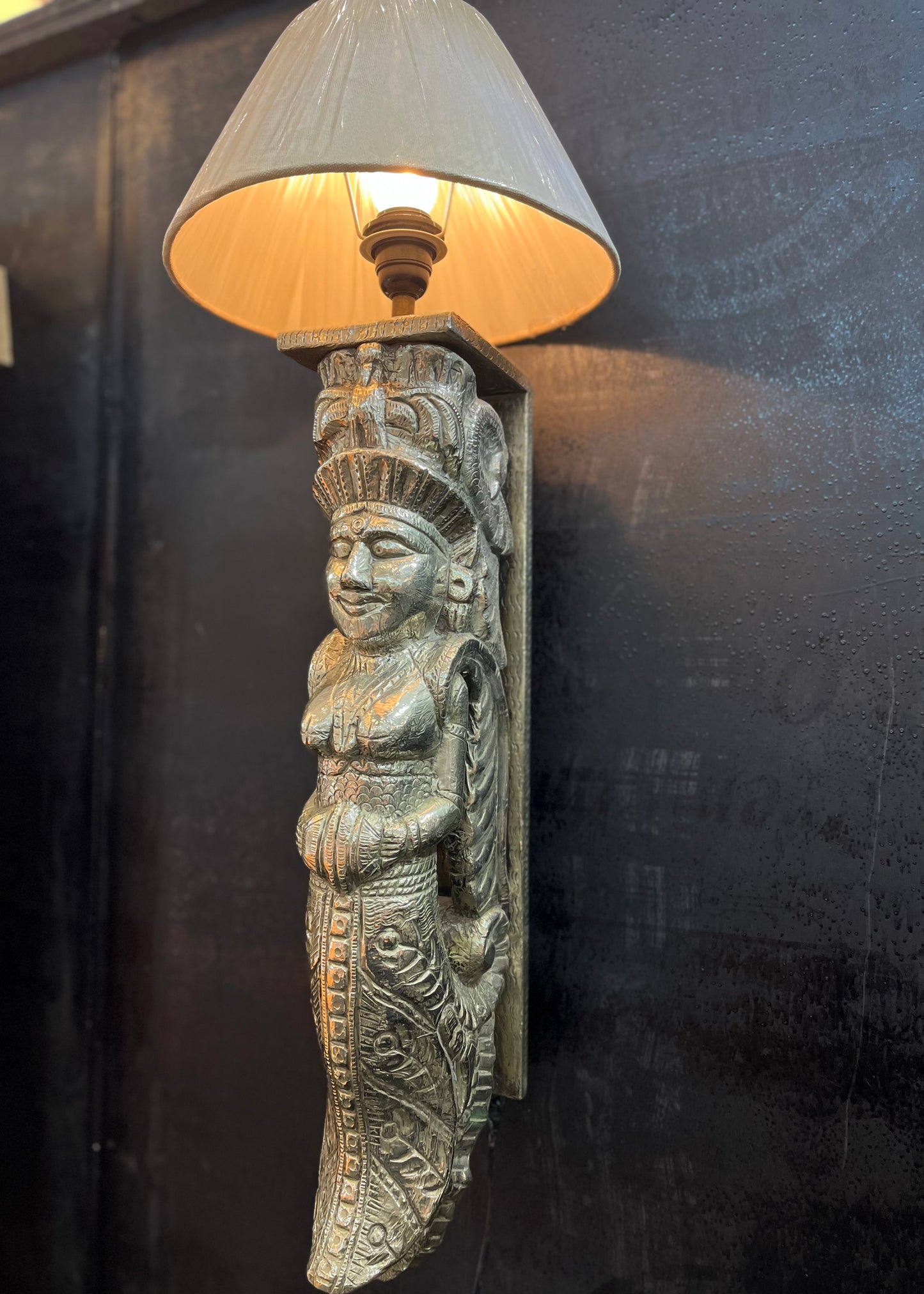 German Silver Old Angel Wall Lamp