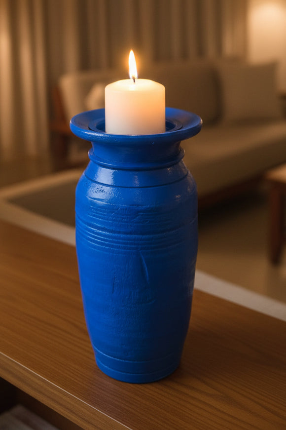 Blue Pot Candle Stand