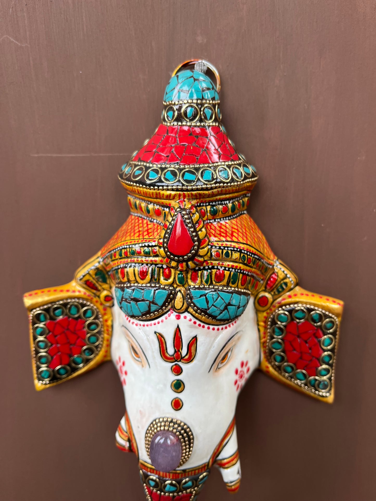 Metal Divine Stone Decorative Ganesha Mask