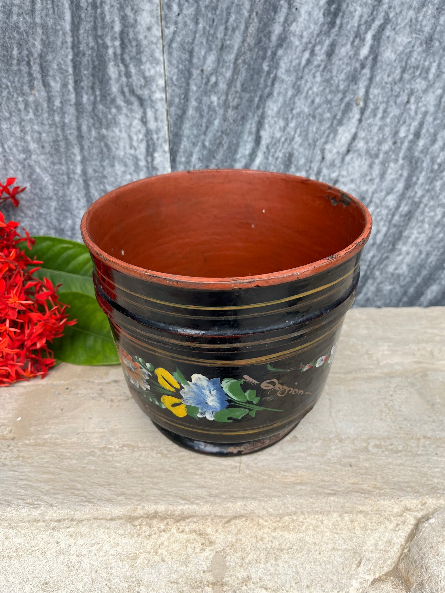 Vintage Lacquer Flower Pot