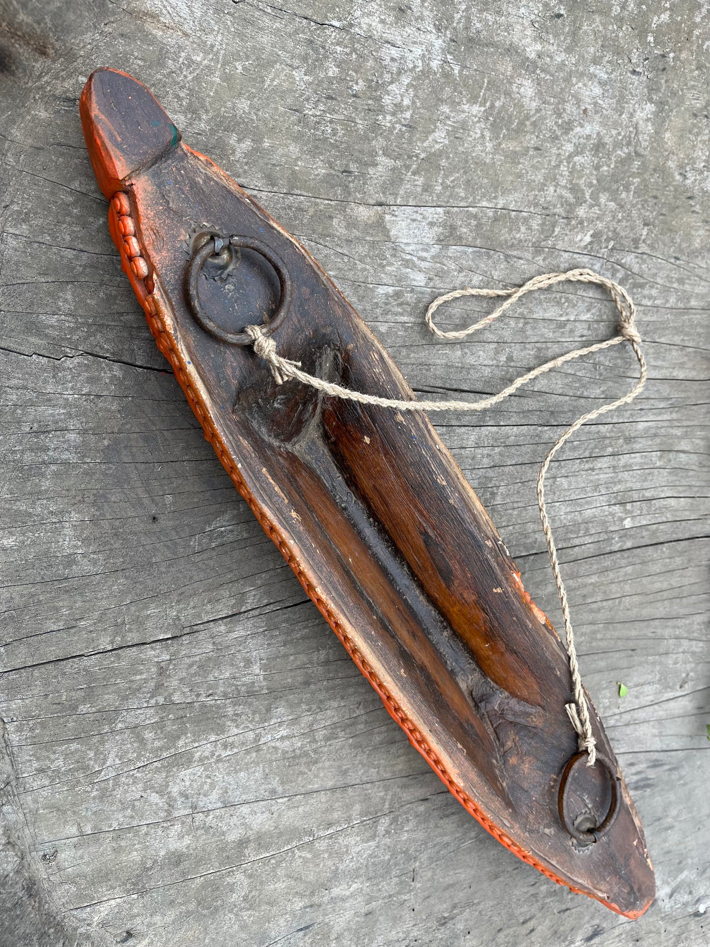 Wooden Boat Planter Terocotta work