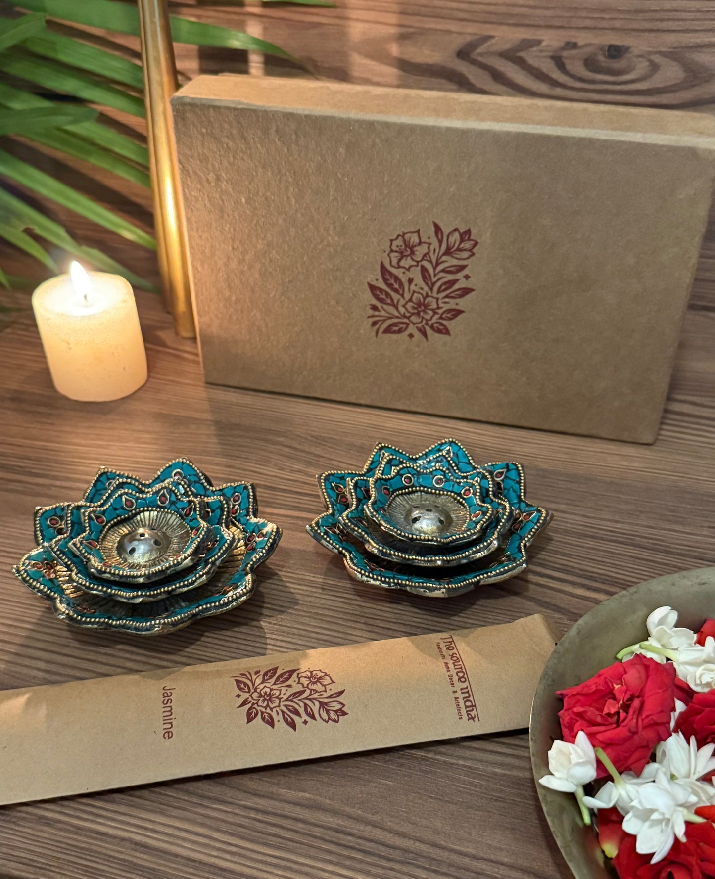 Flowers Incense Stand Set of Two