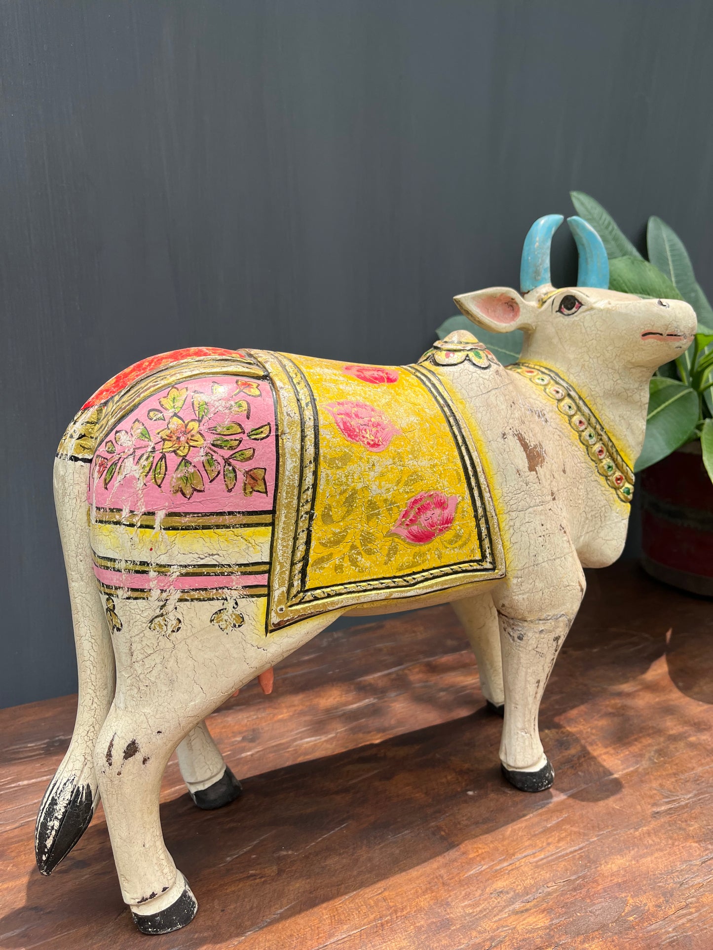 Wood Hand Painted Cow