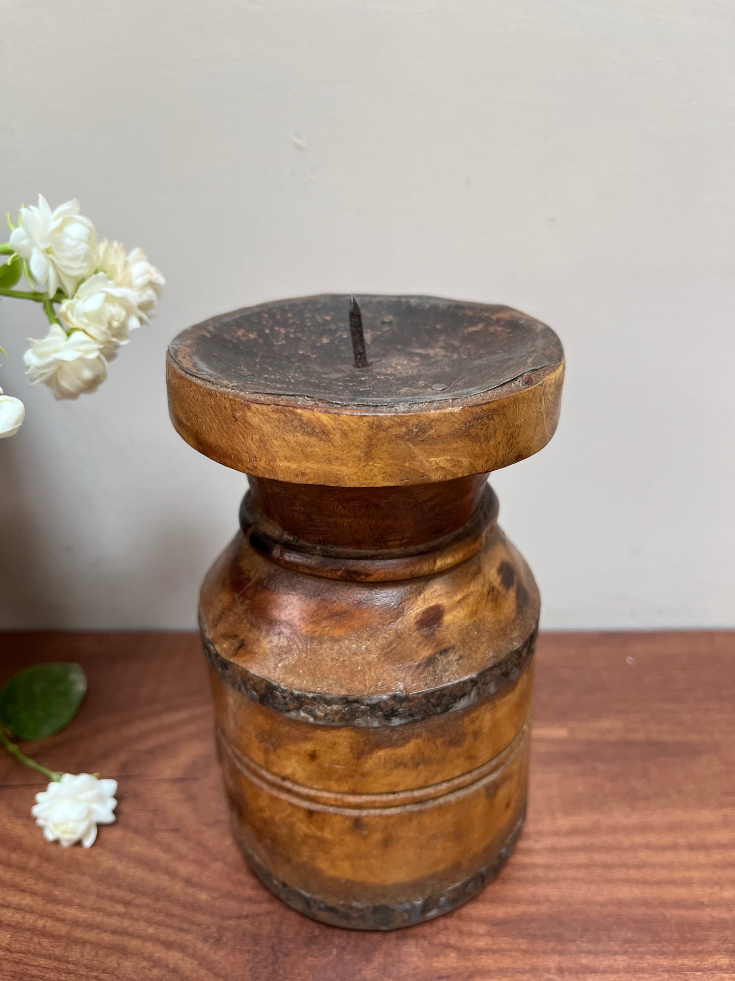 Wooden Pot Candle Stand