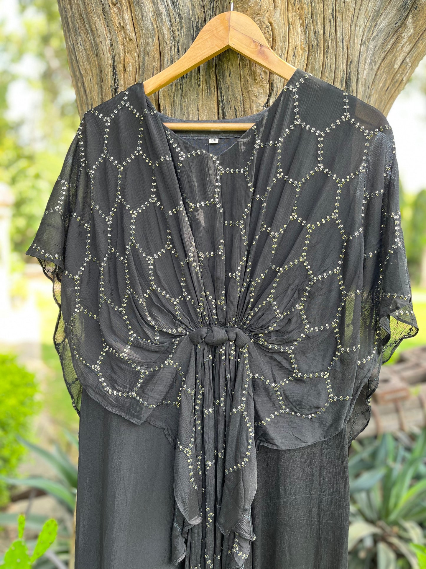 Pure Crepe Long Black Dress