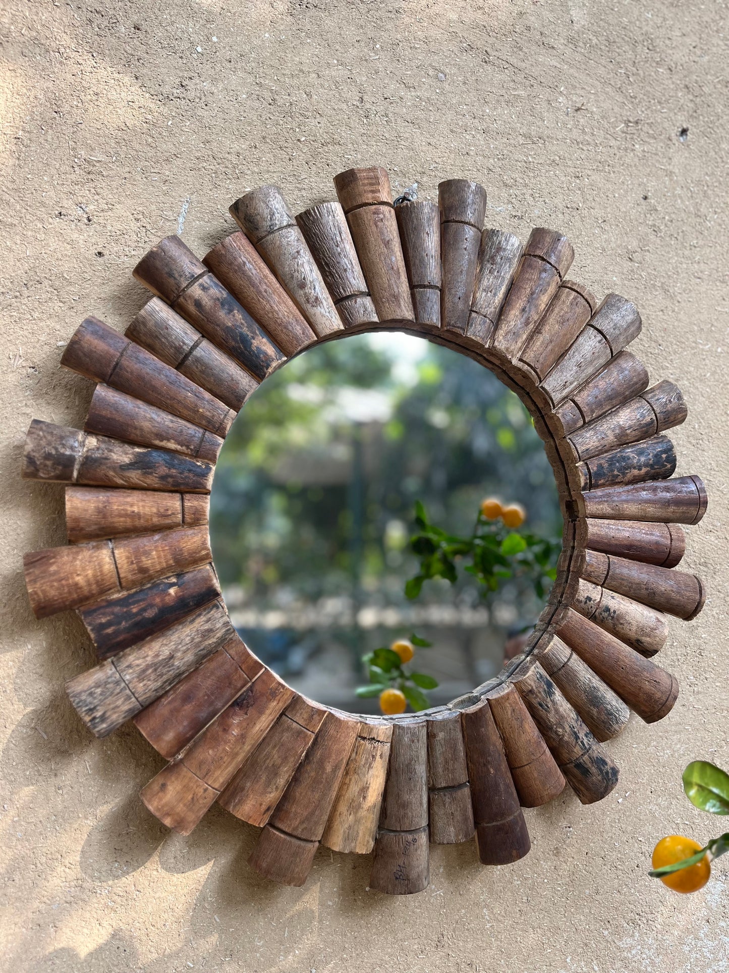 Wood Round Rustic Mirror