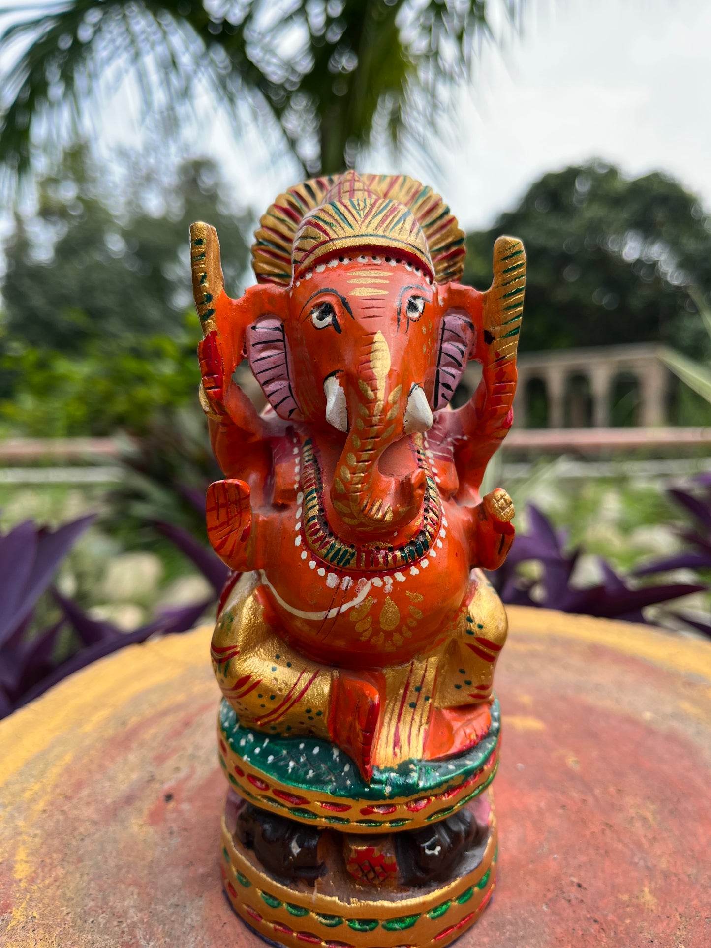 Orange Handpainted Divine Ganesha