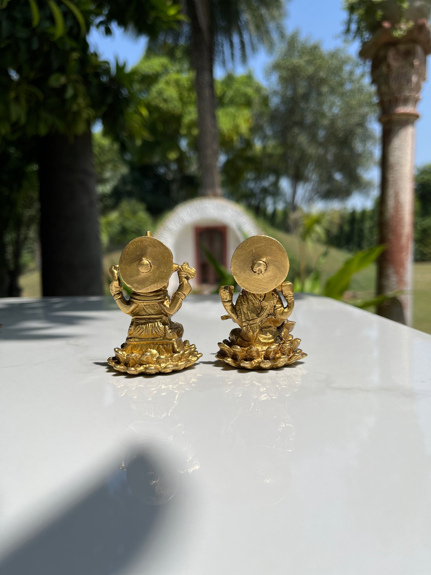 Brass Small Ganesha Laxmi Sitting Set of 2