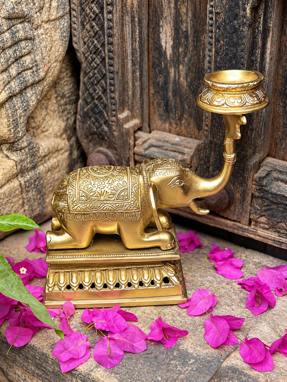 Brass Elephant Diya