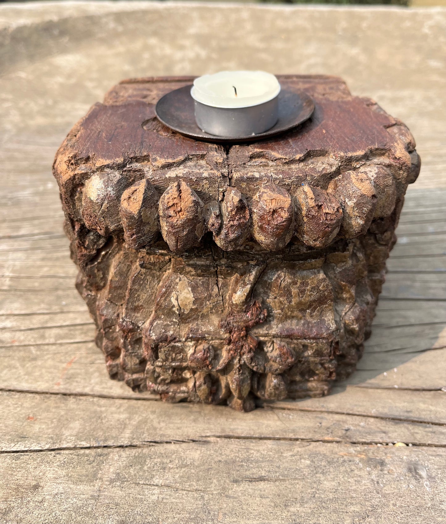Old wood Candle Holder