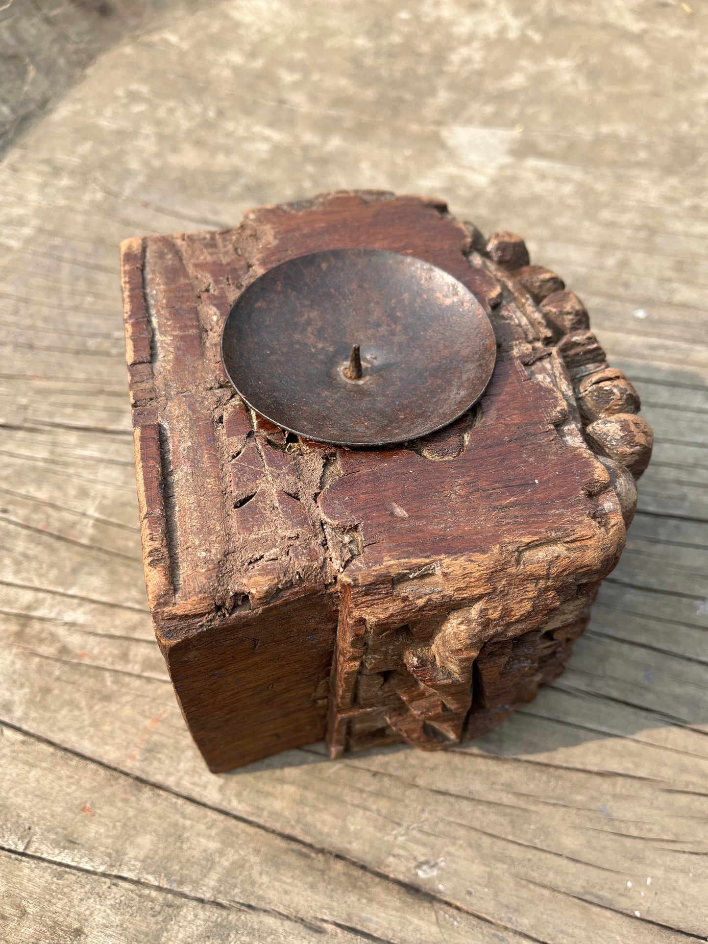 Old wood Candle Holder