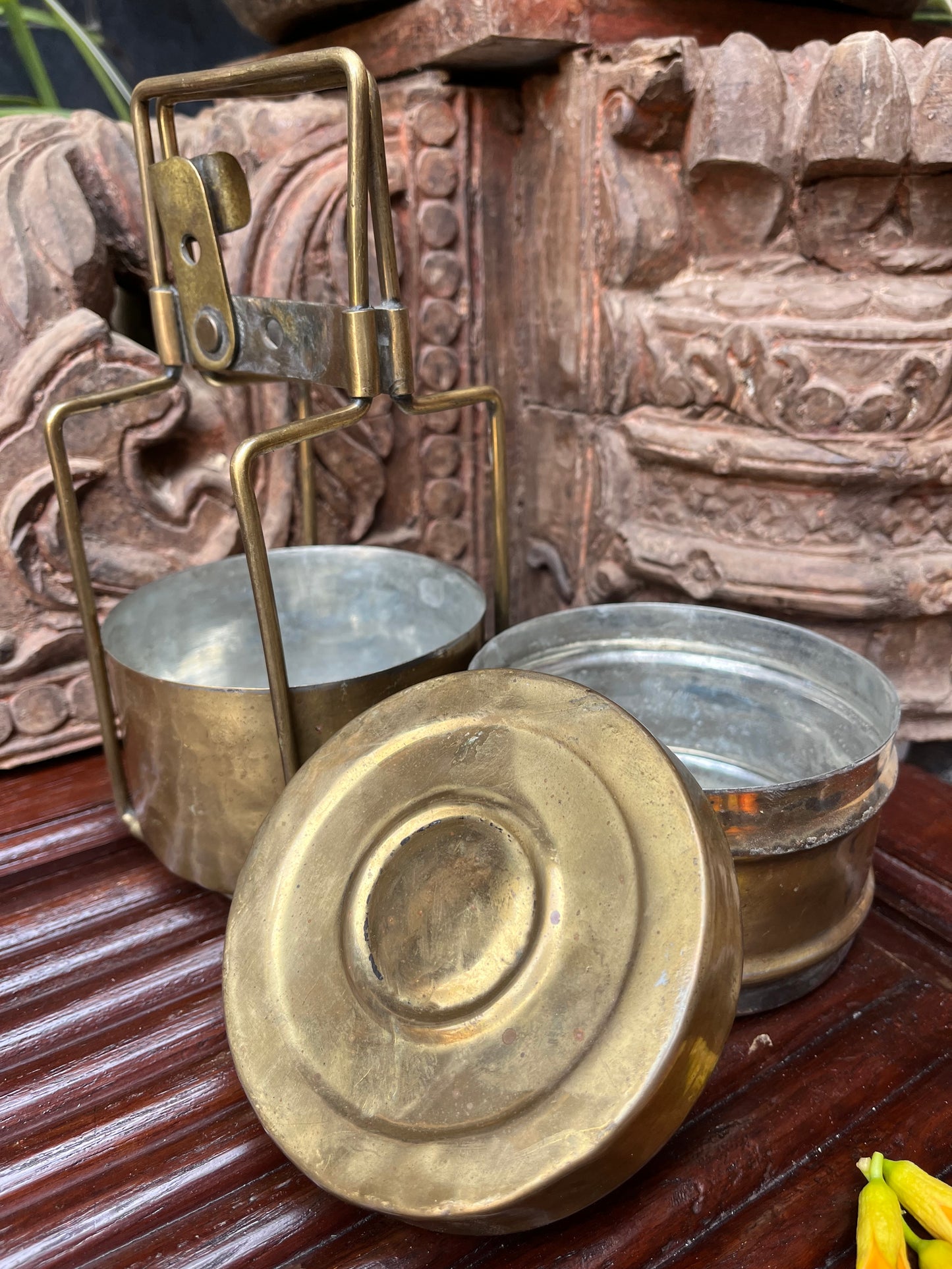 Brass Vintage 2 Layer Tiffin