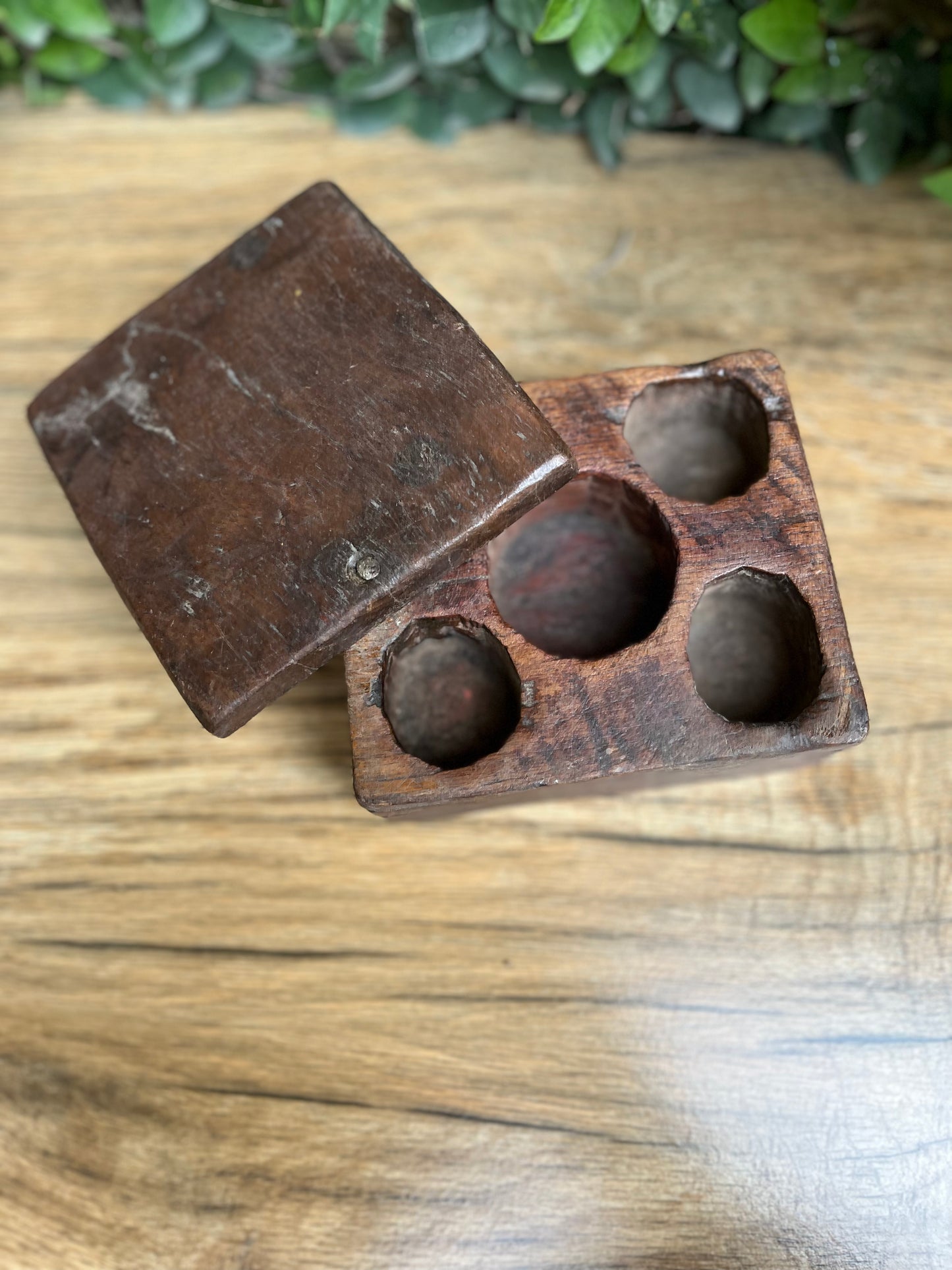 Wooden Old Square Sliding Masala Box