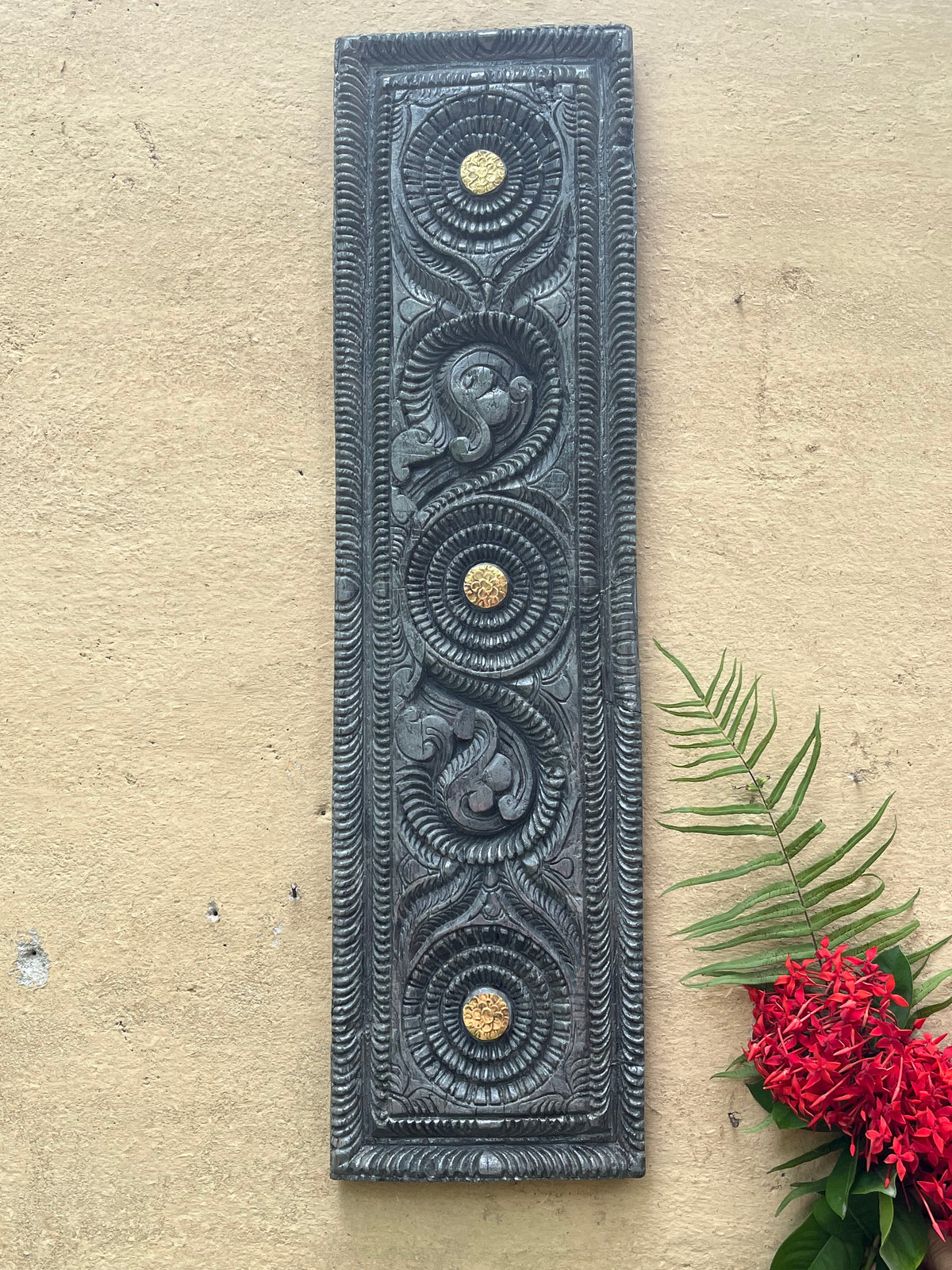 Hand Carved Gray Decorative Panel