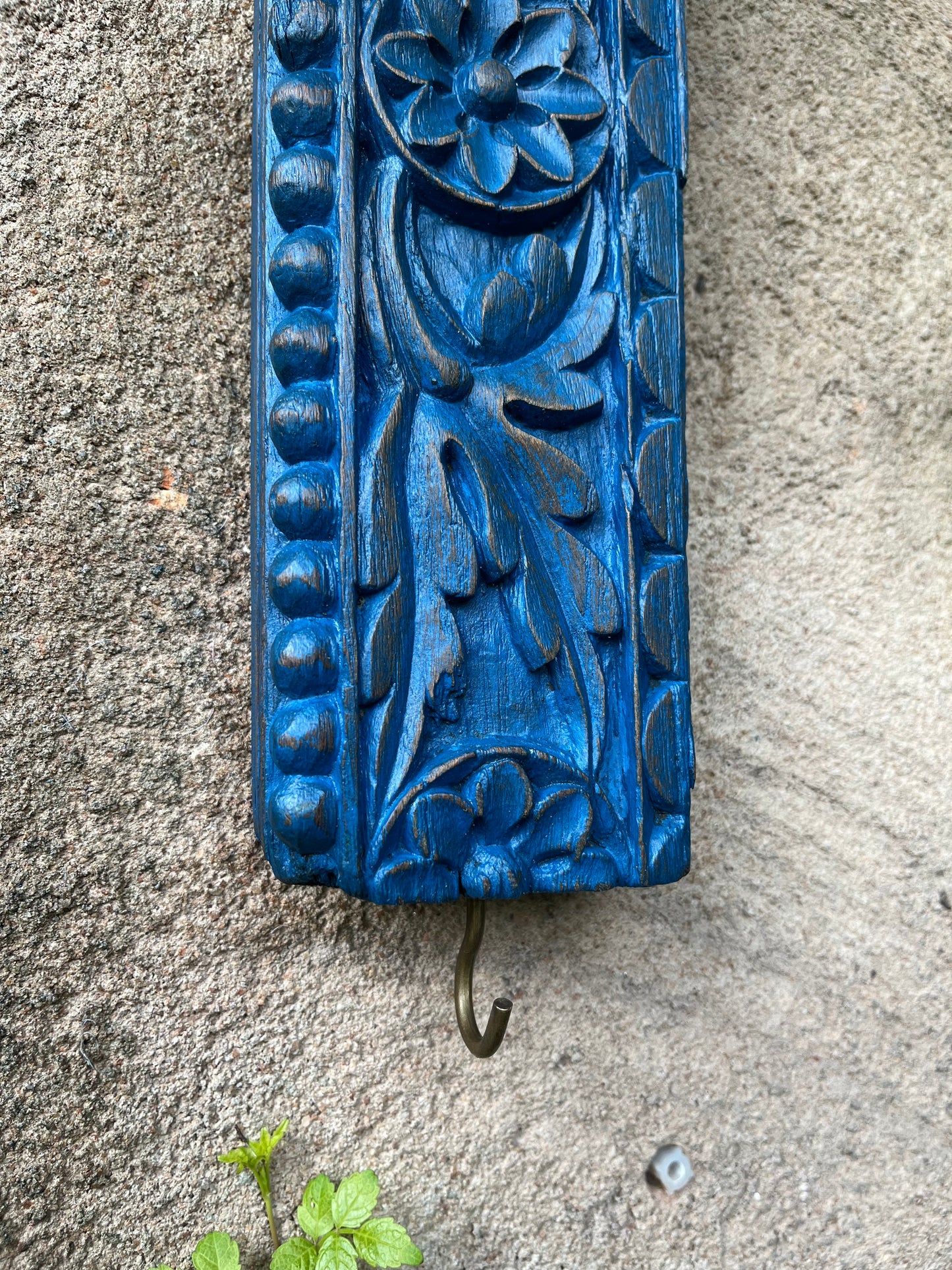 Old Carved Wall Blue Hook