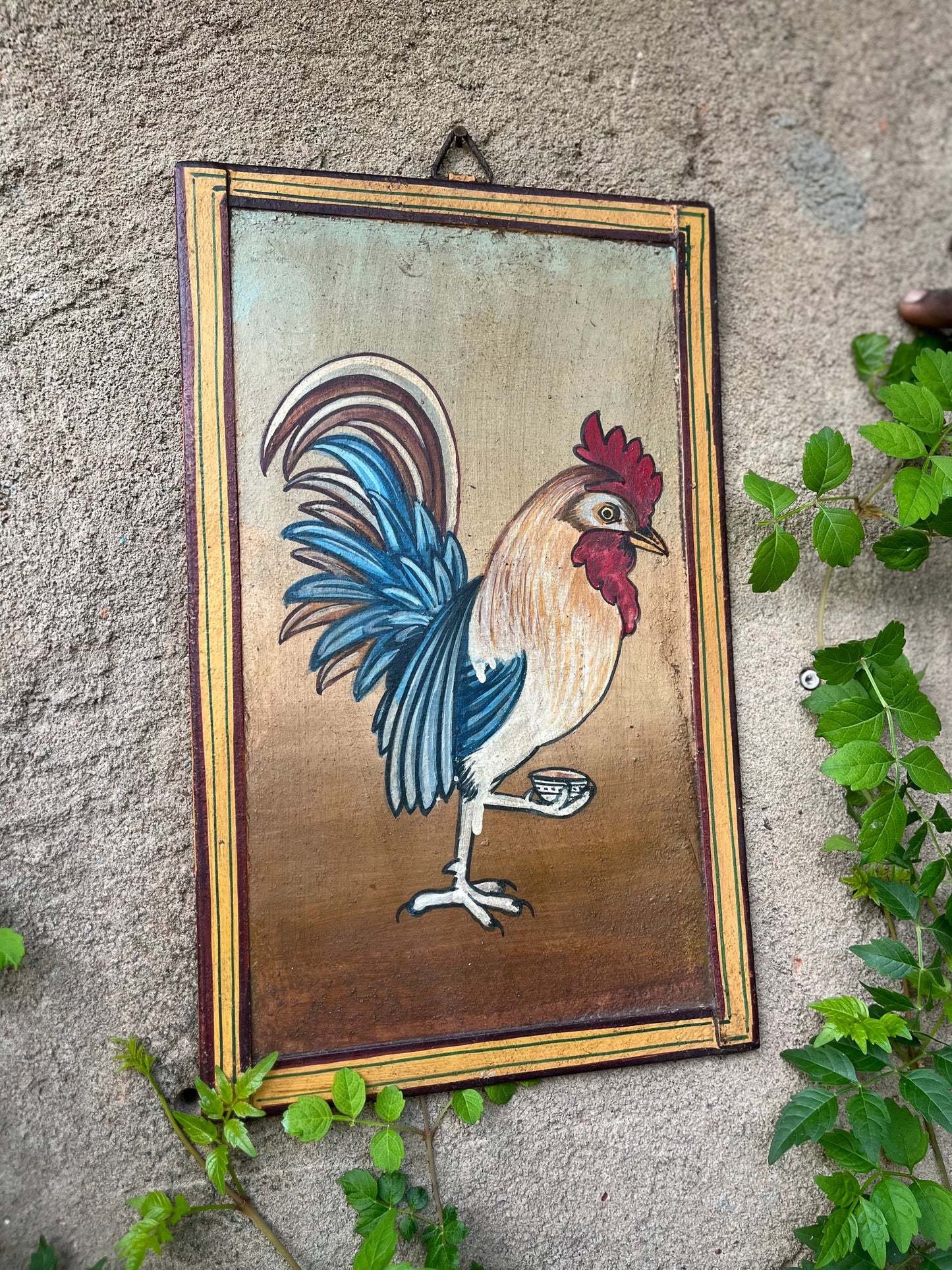Old Hand Painted Cock Painting