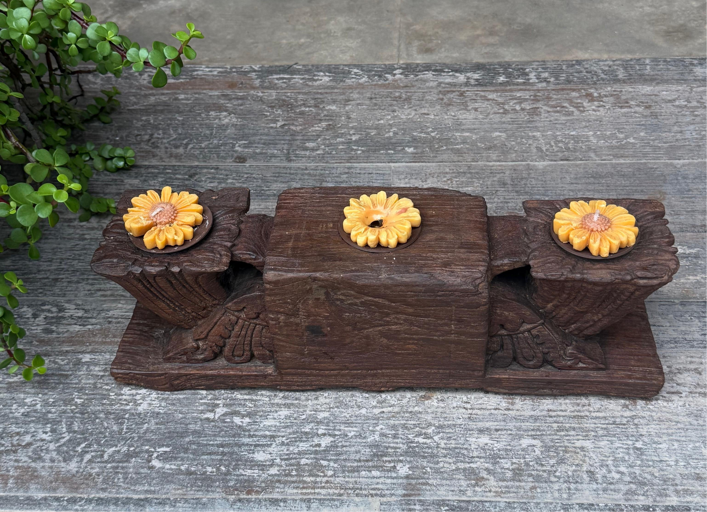 Old Hand Carved Bracket Candle Holder