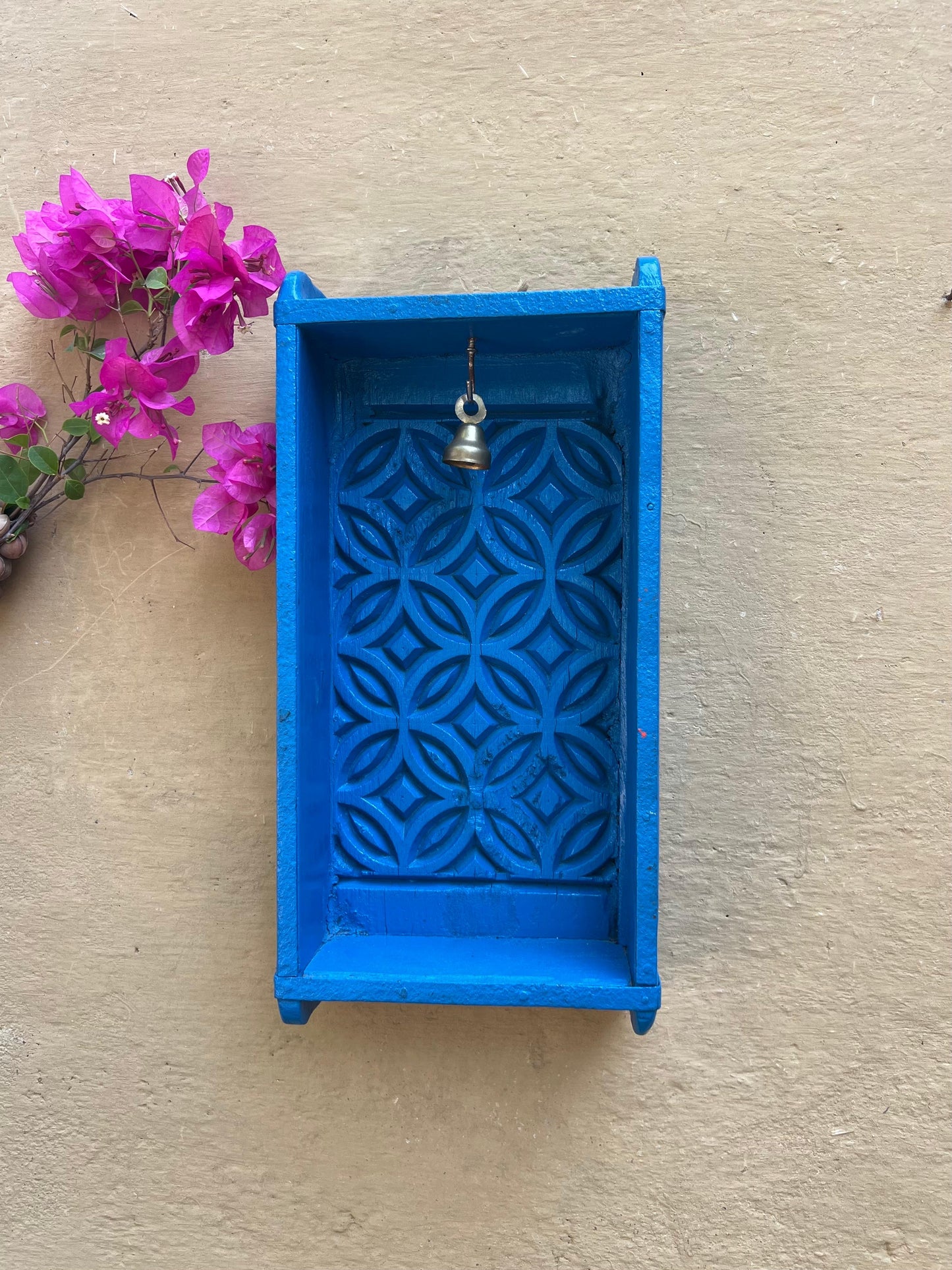 Blue Wooden Wall Shelf