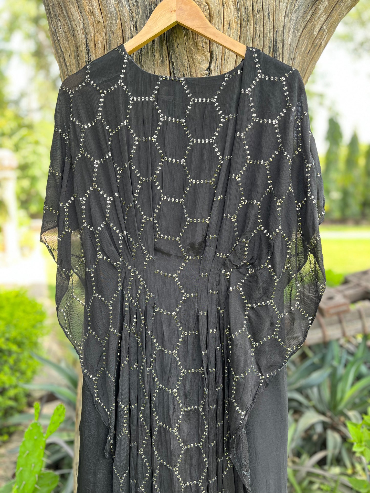 Pure Crepe Long Black Dress