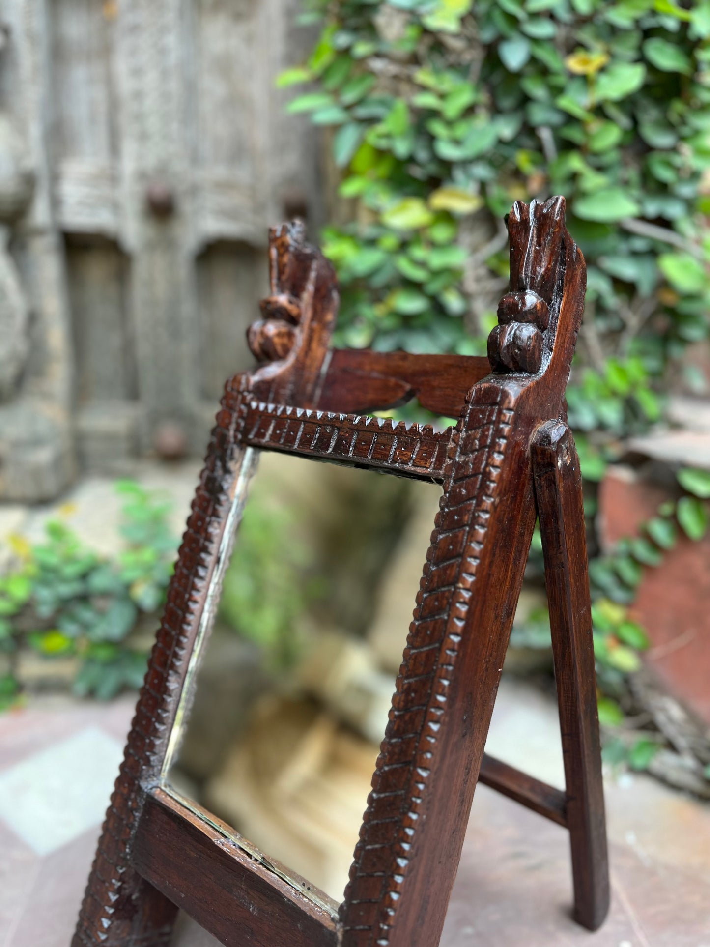 Old Folding Horse Decorating Mirror