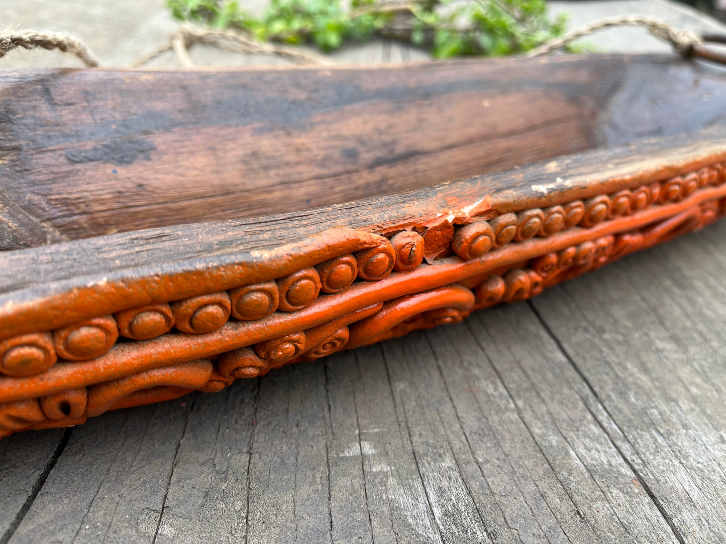 Wooden Boat Planter Terocotta work
