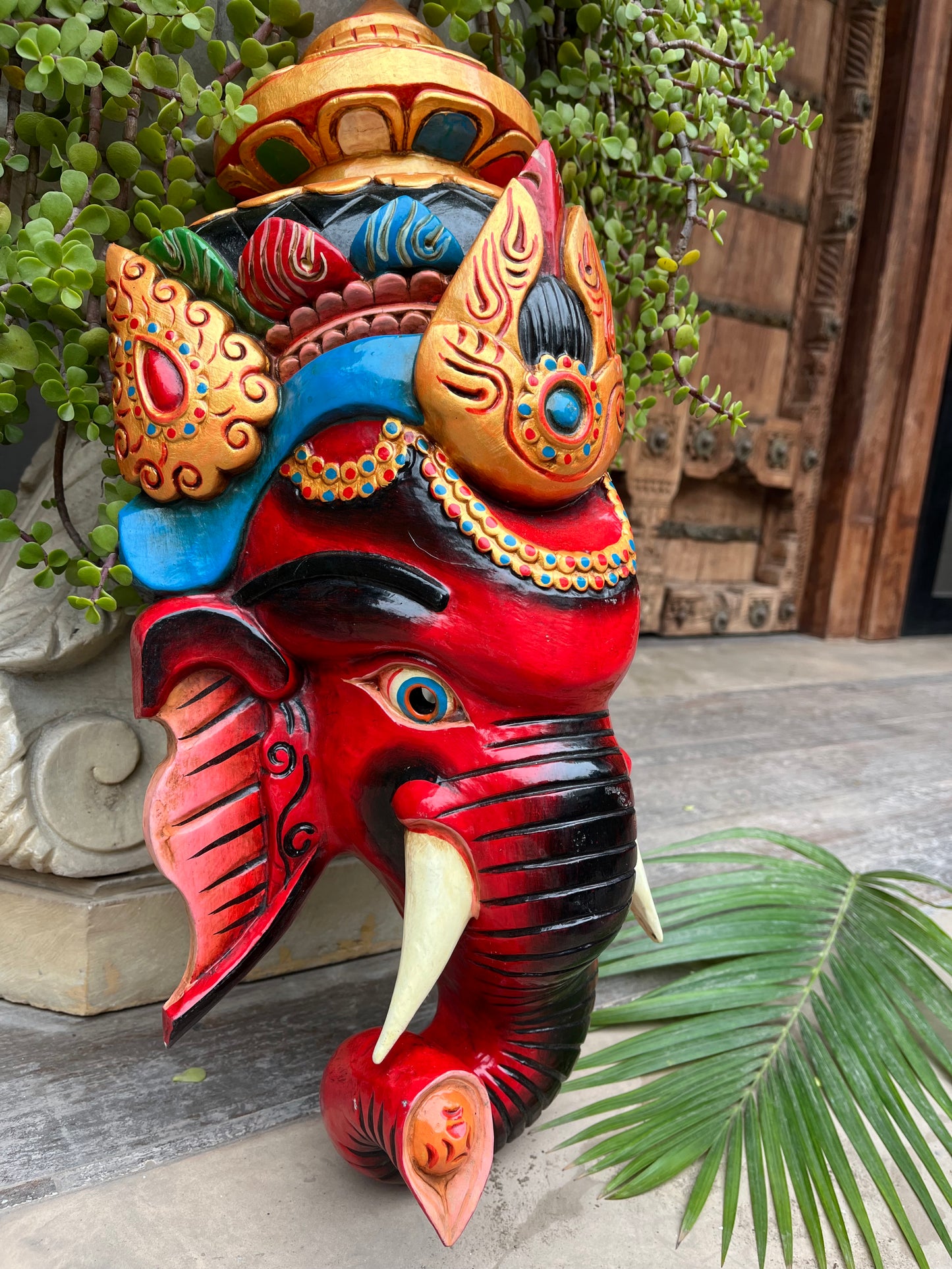 Painted Divine Ganesha Wall Mask