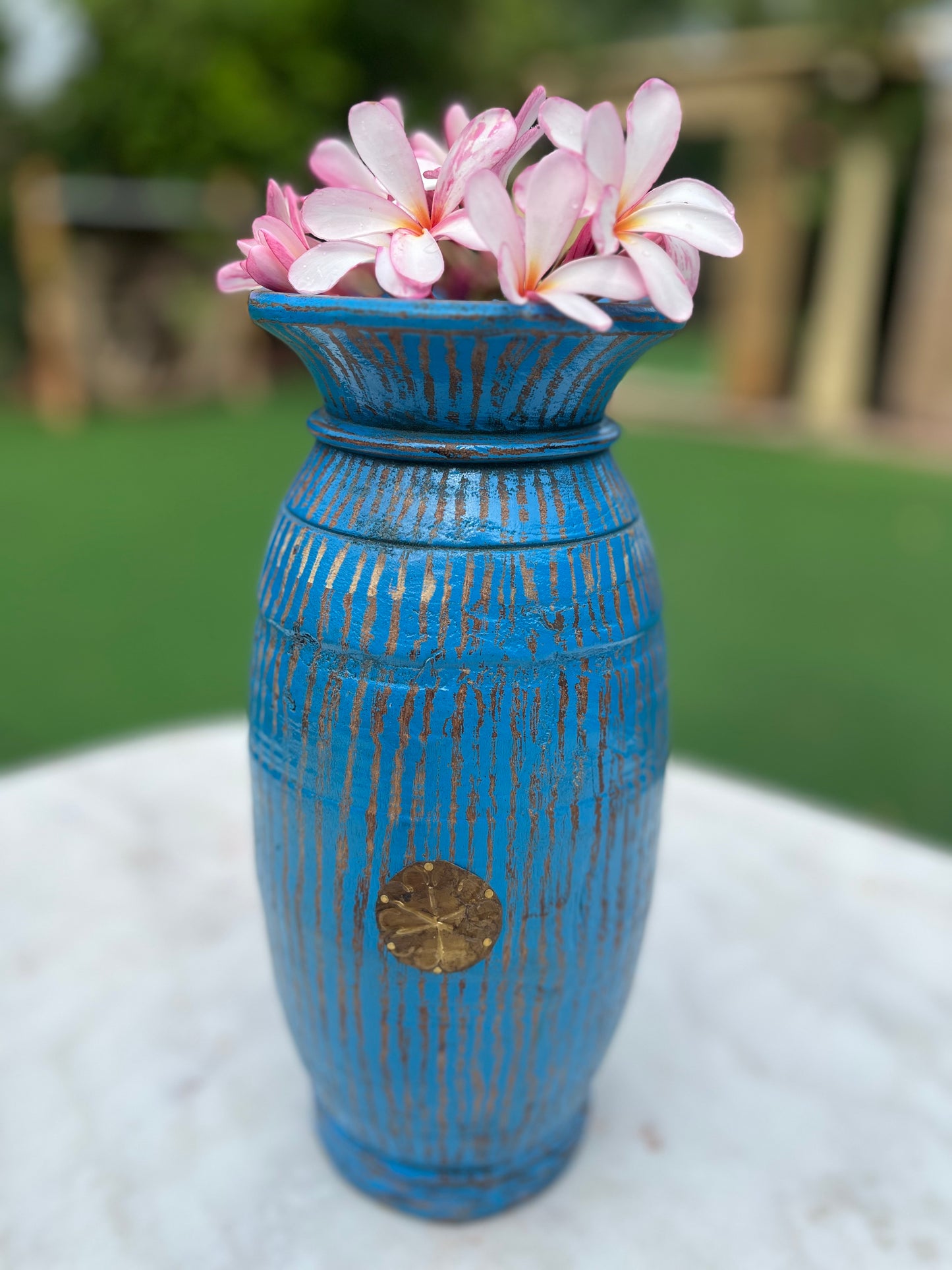 Wood Decorative Blue Pot