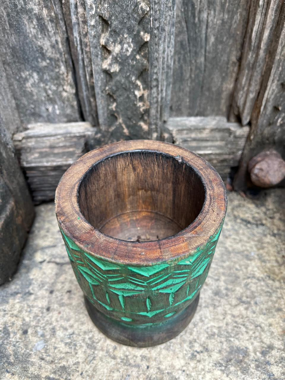 Wood Green Flower Pot 