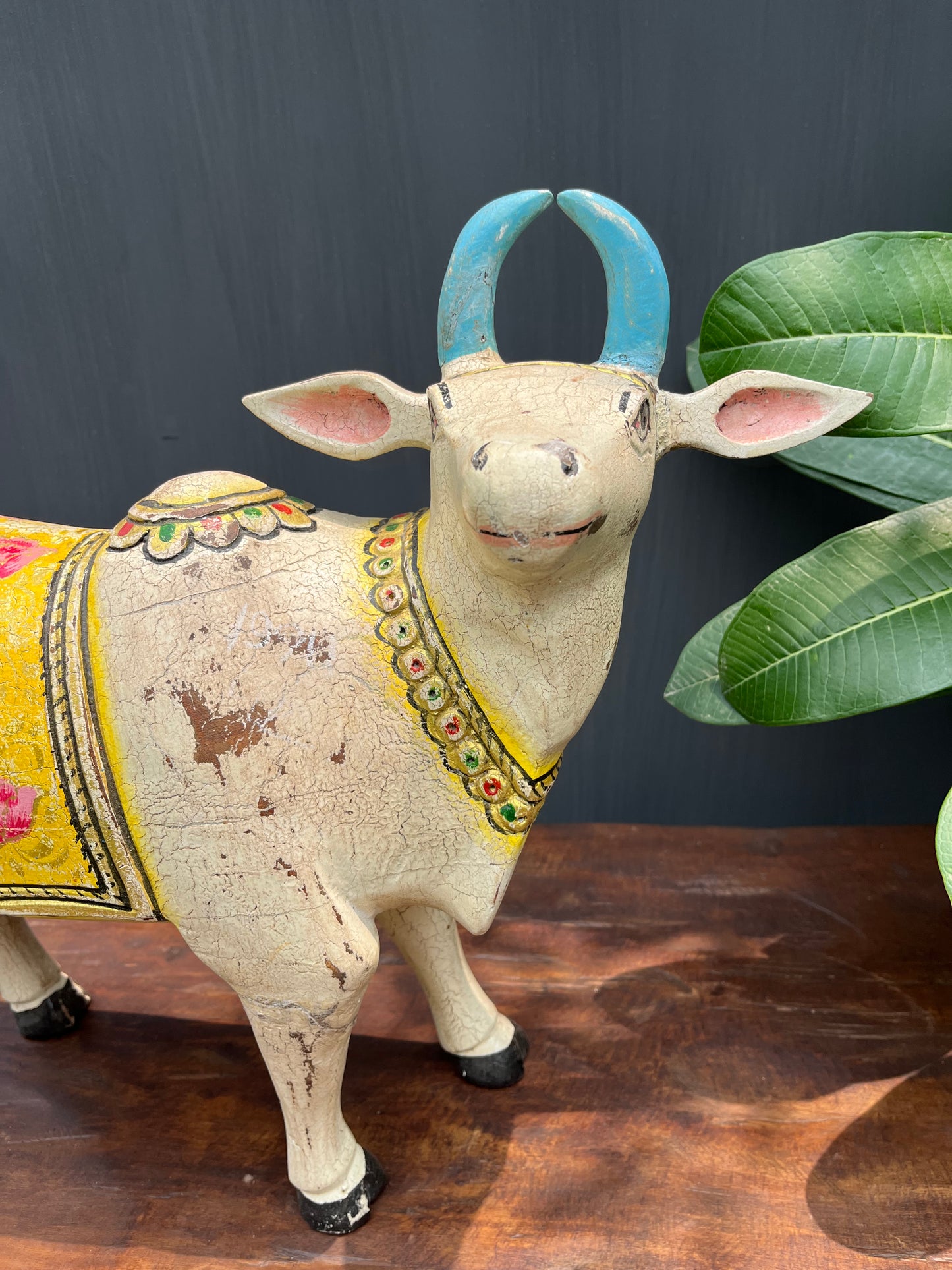 Wood Hand Painted Cow