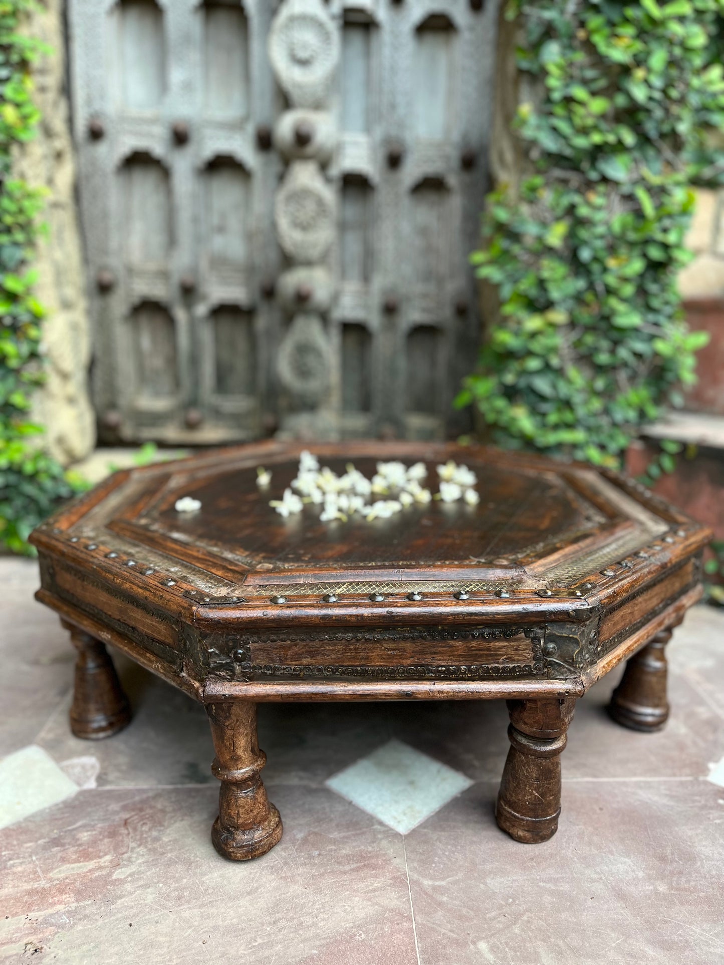 Vintage Wooden Octangular Chowki