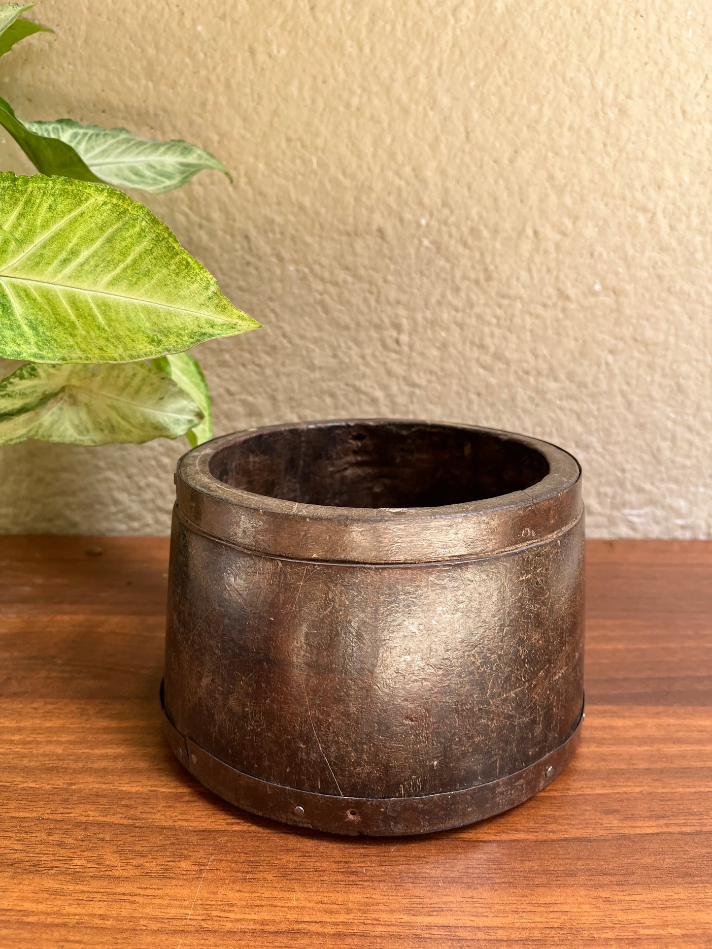 Vintage wood Rice Measure Flower Pot