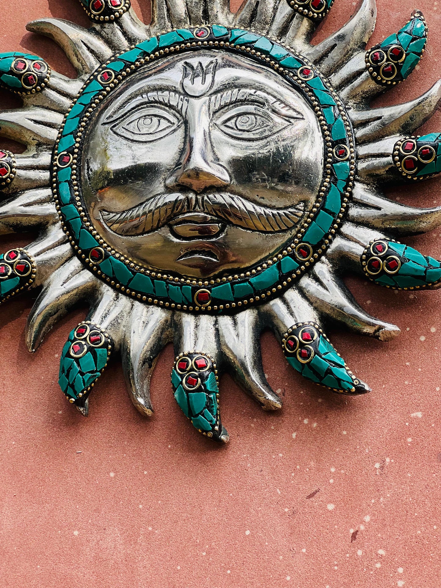 Turquoise Sun Metal Mask