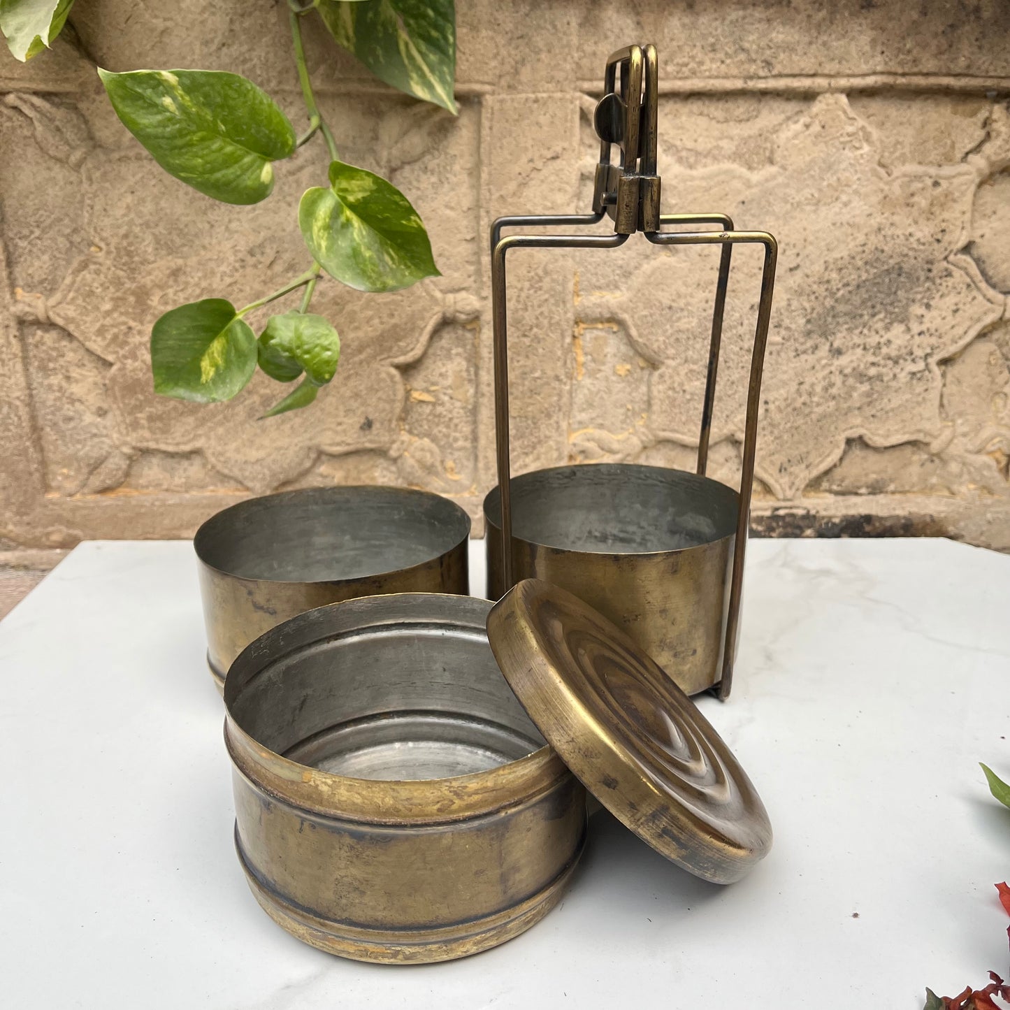 Brass Vintage 3 Step Tiffin