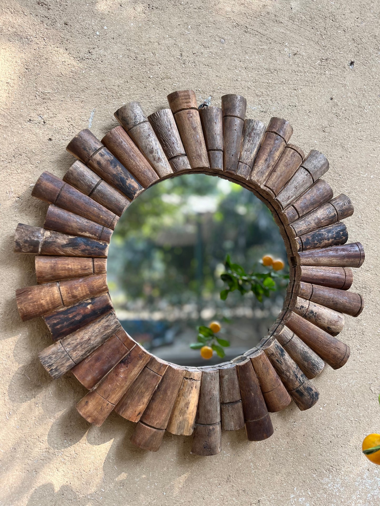 Wood Round Rustic Mirror