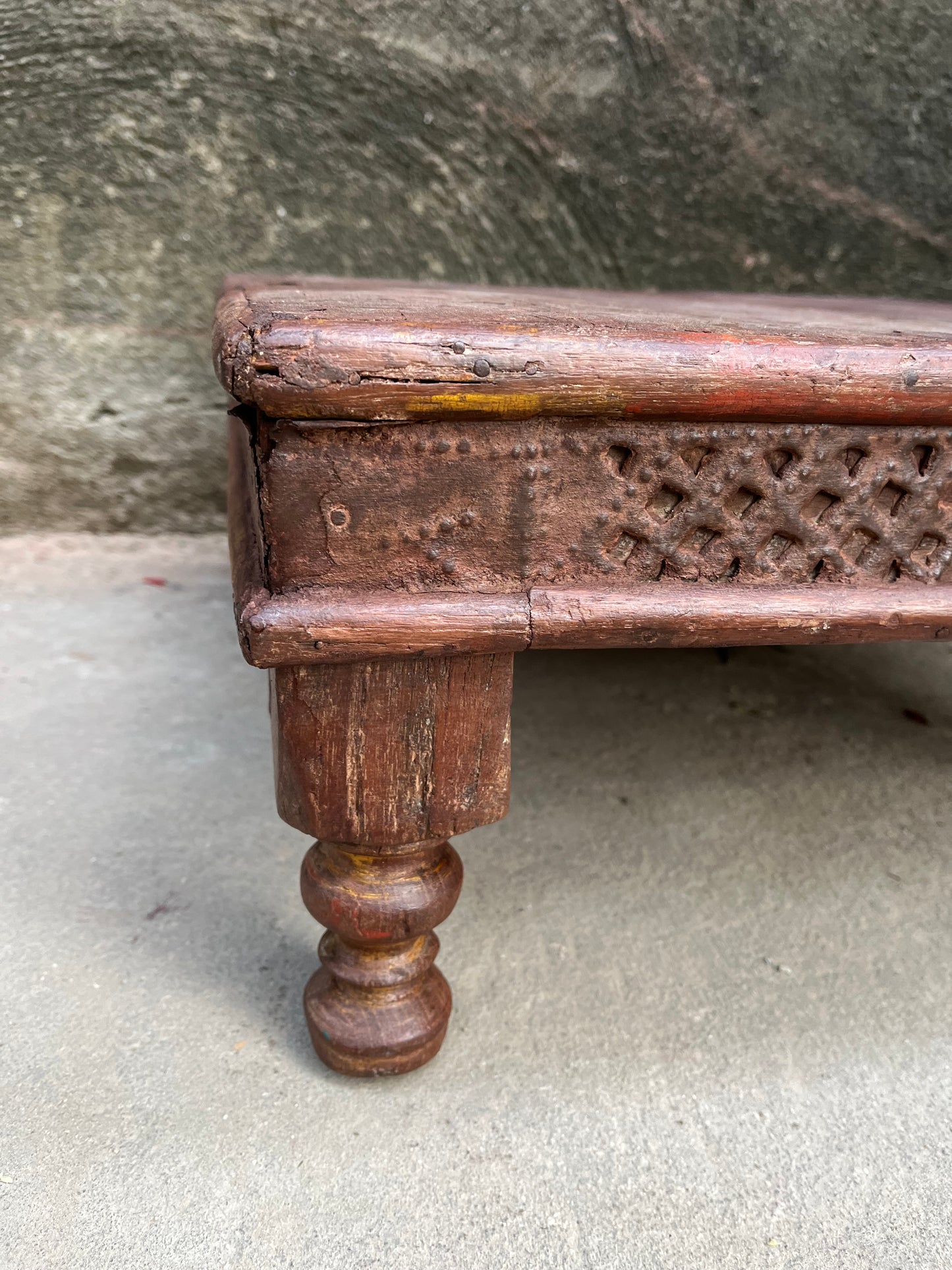 Old Teak Wood Square Chowki