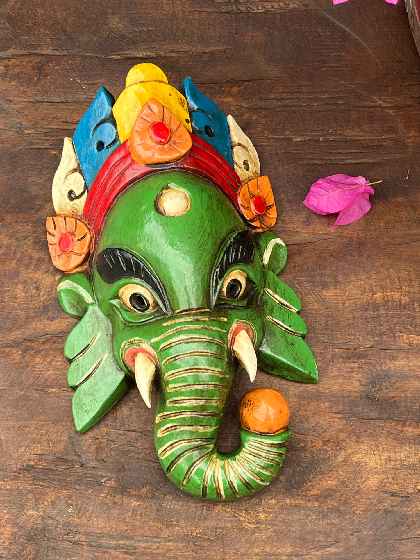 Wood Ganesha Face Mask