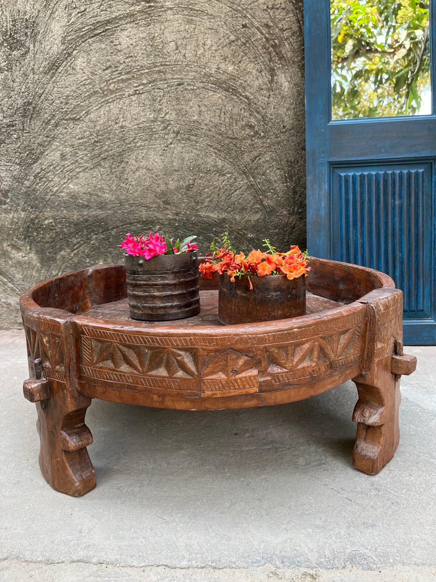 Old Wood Chakki Grinder