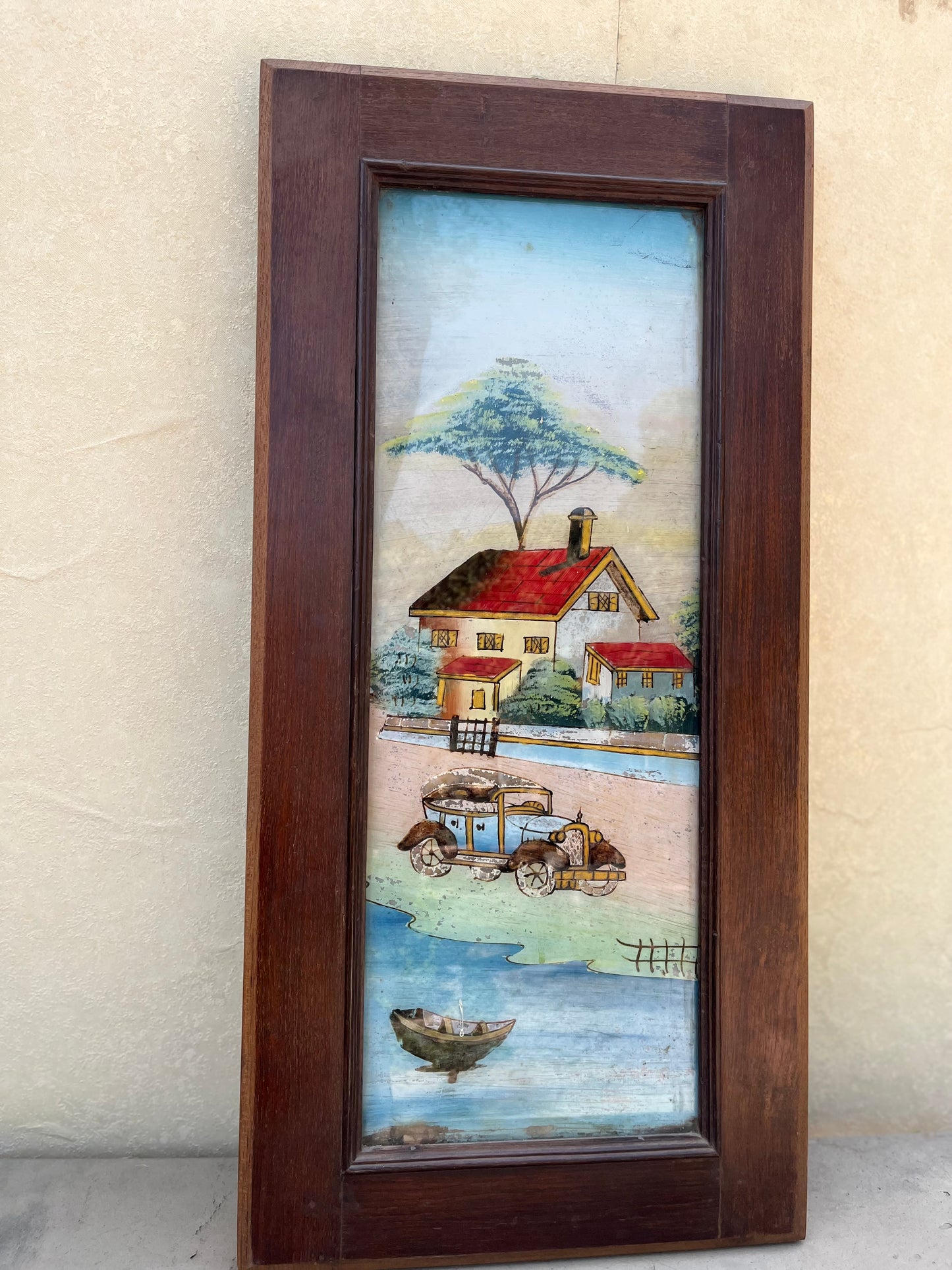 Vintage wooden Glass Painting