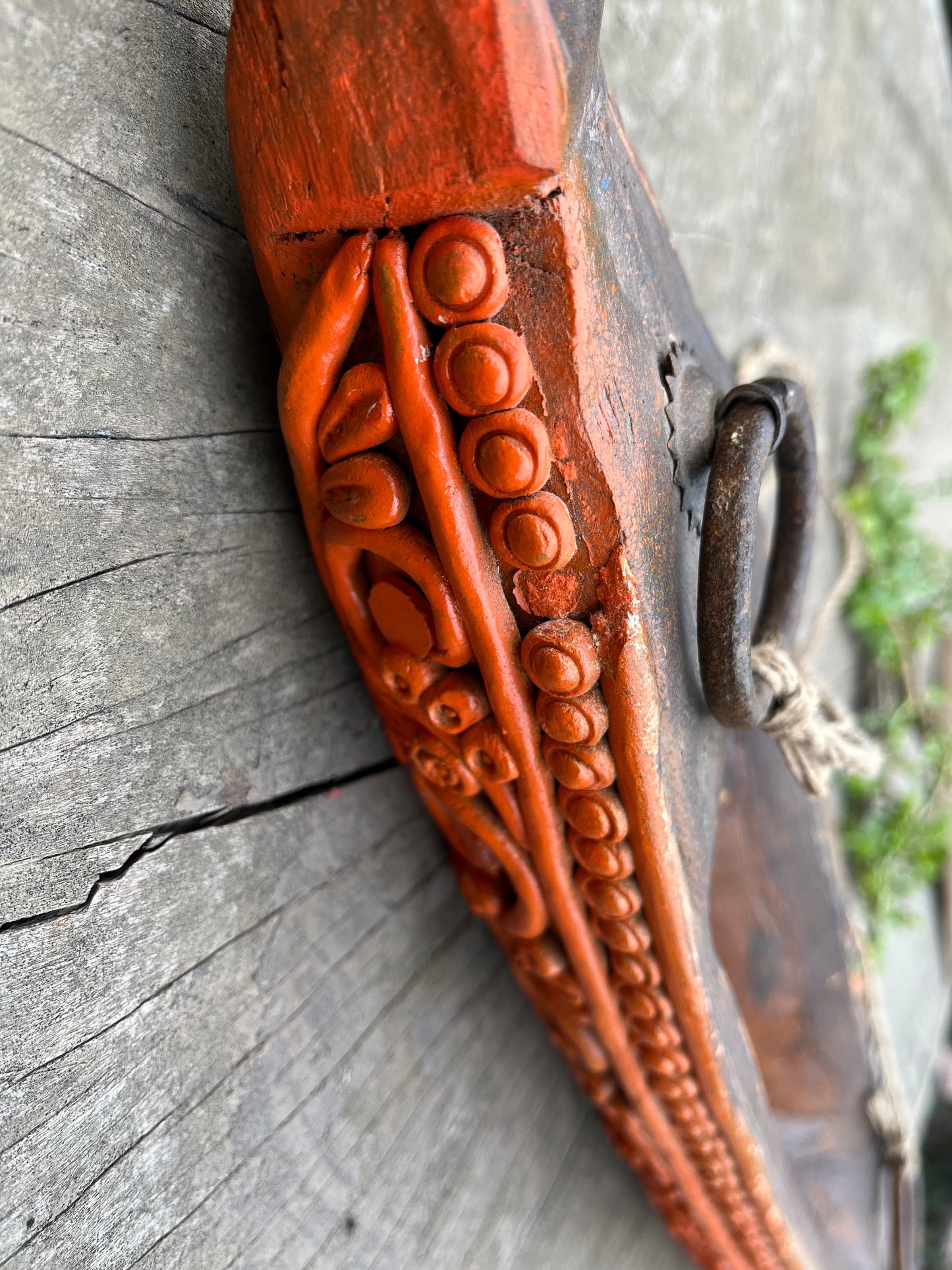 Wooden Boat Planter Terocotta work