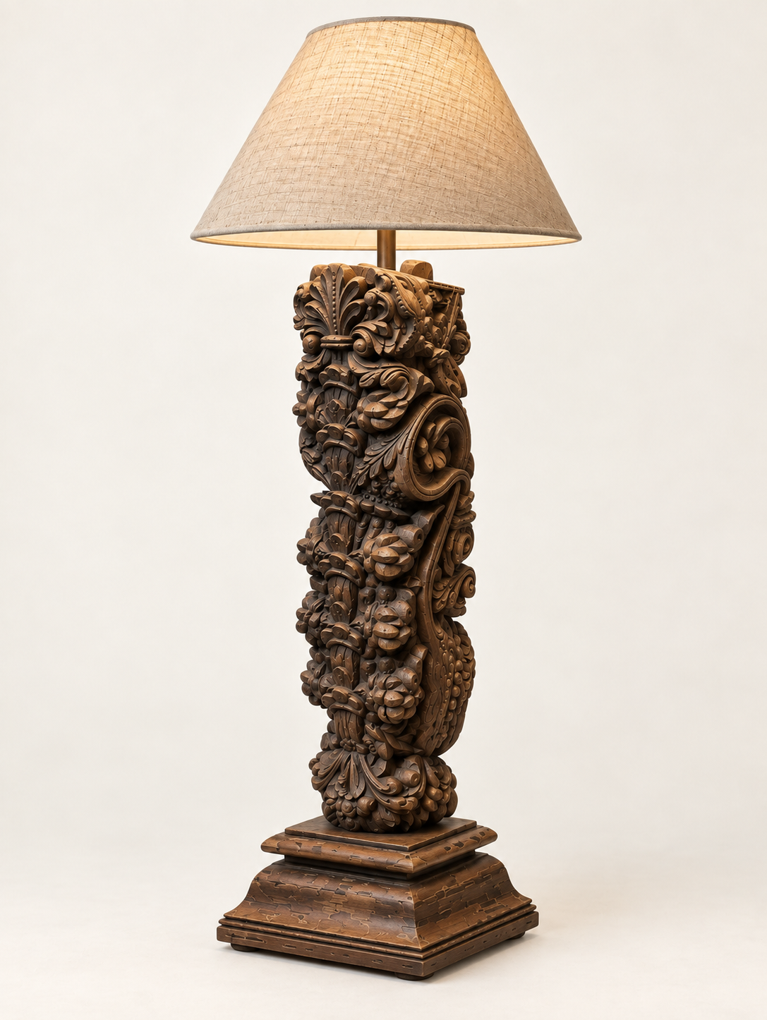 Vintage Carved Bracket Lamp