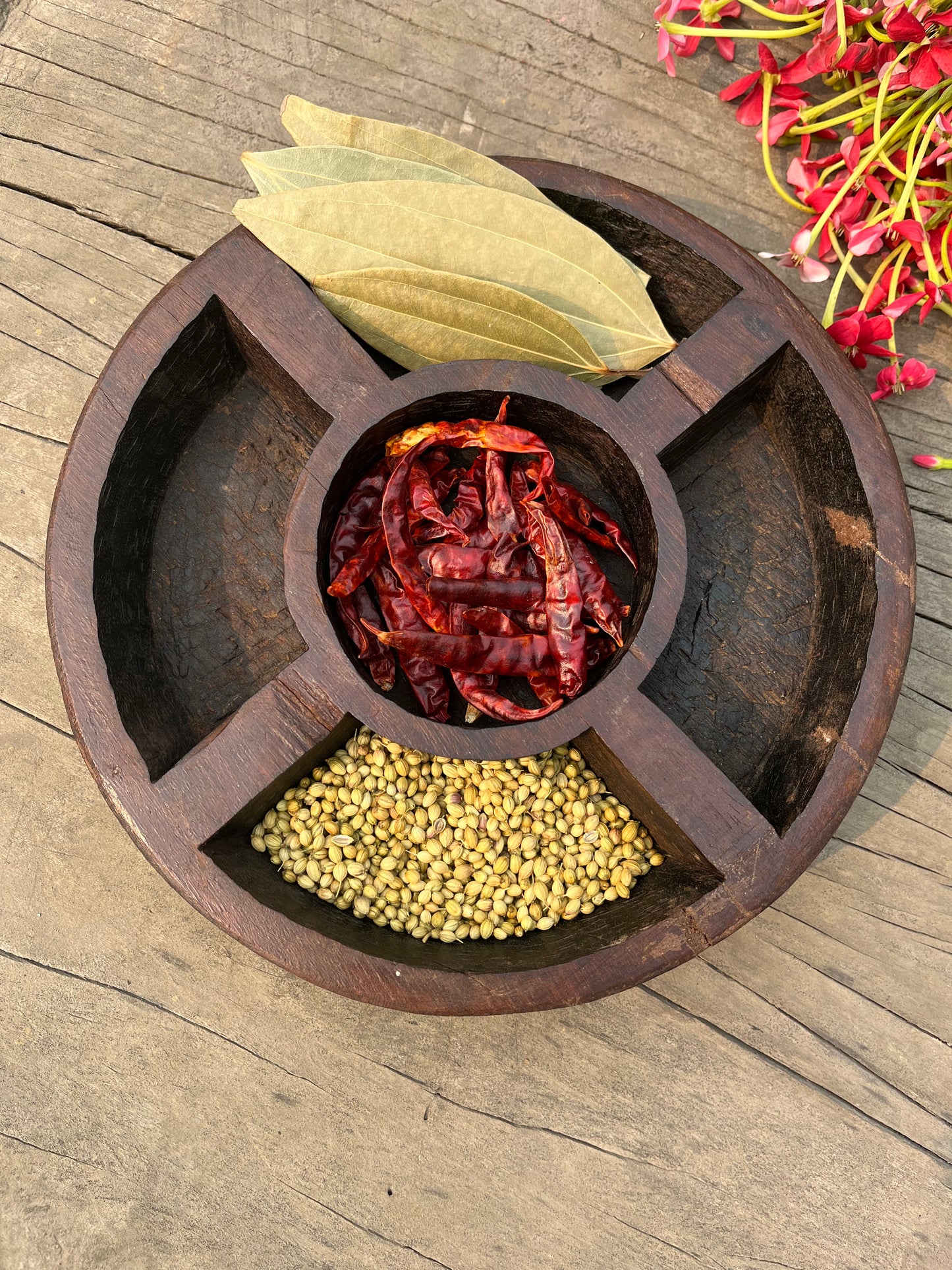 Vintage wooden Spice platter