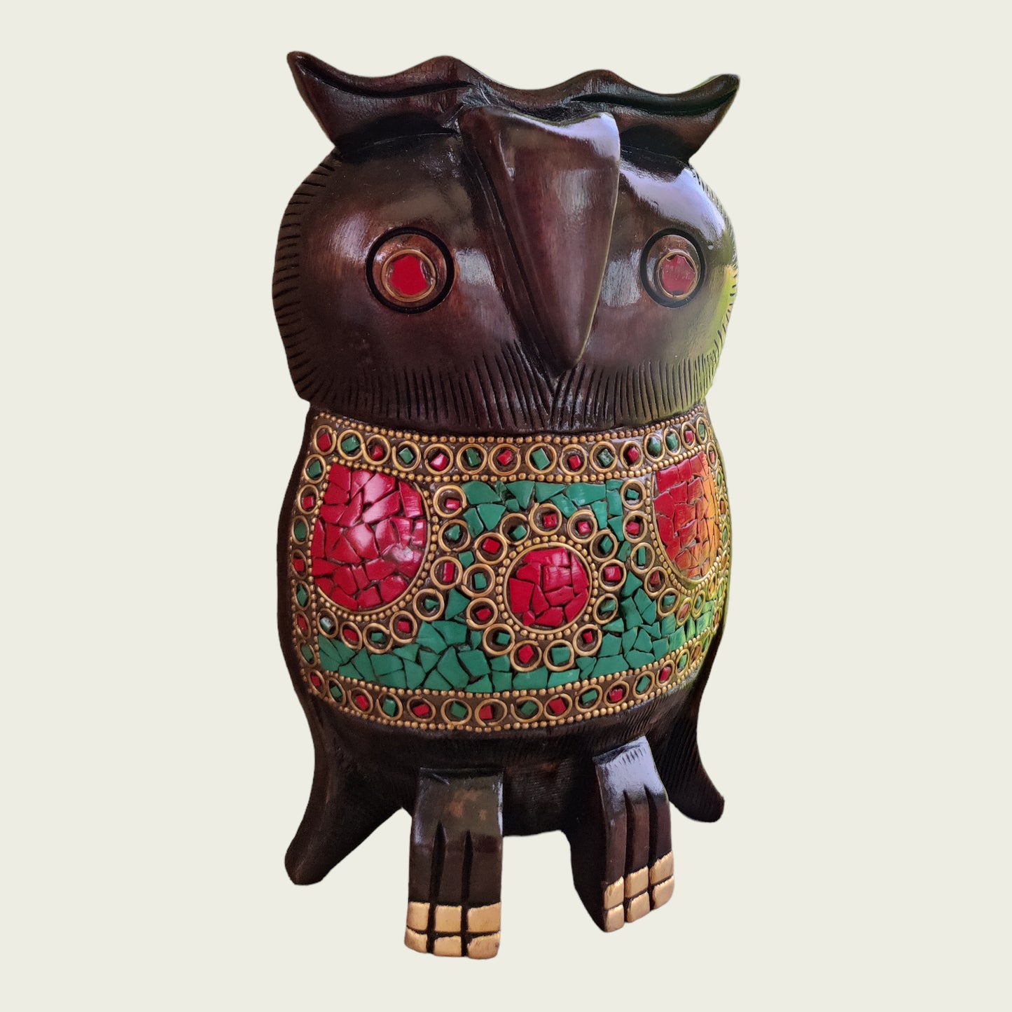 Wooden Hand Painted Owl