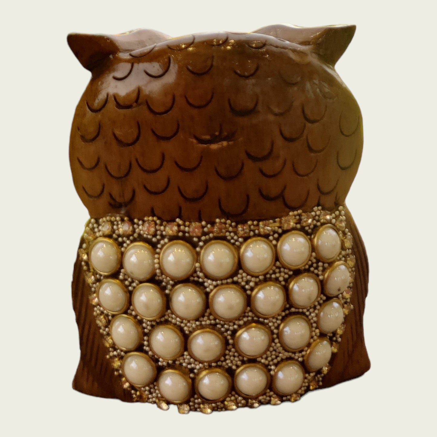 Wooden owl with Pearl work
