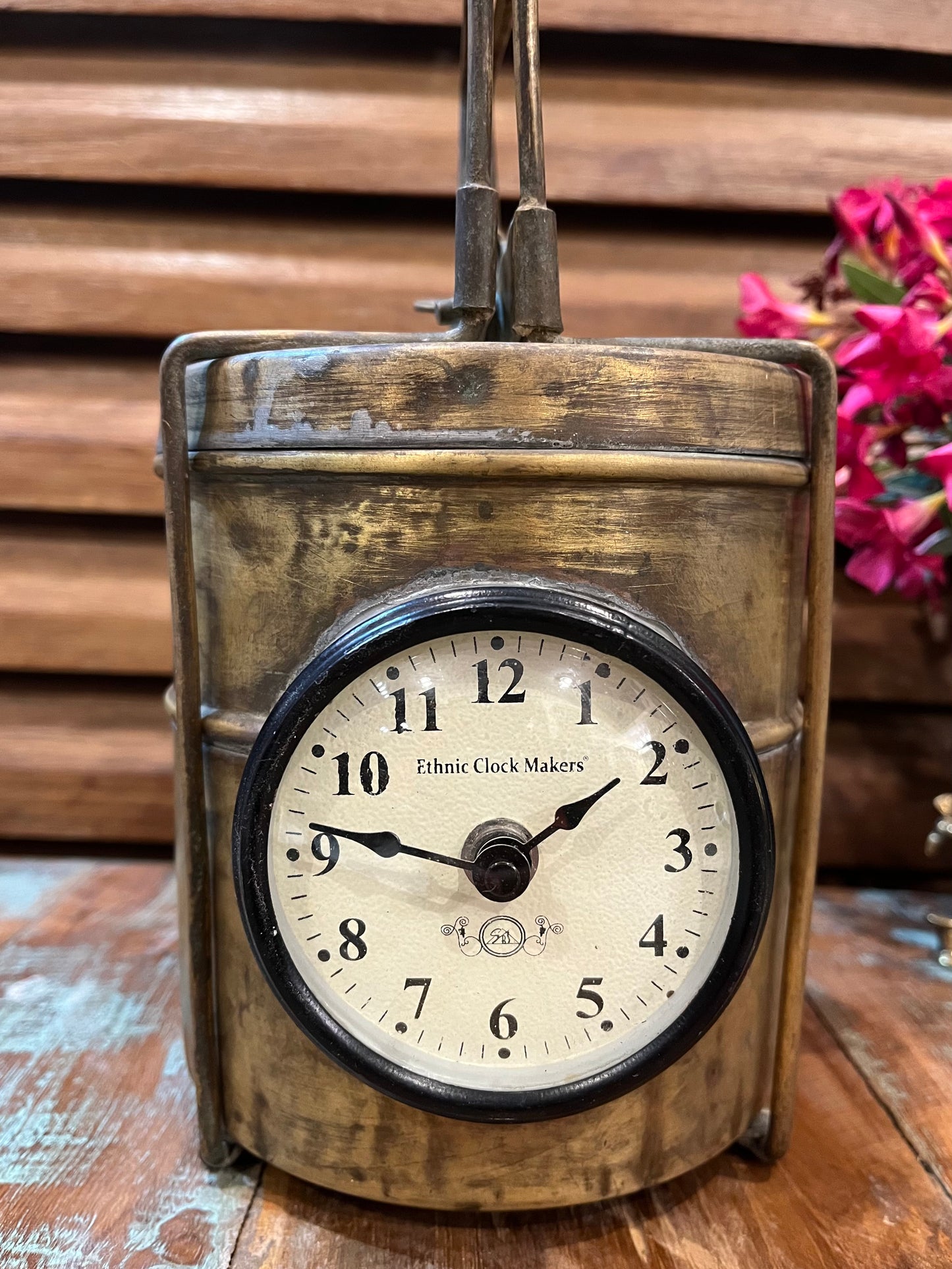 Vintage Brass Lunch Box Clock