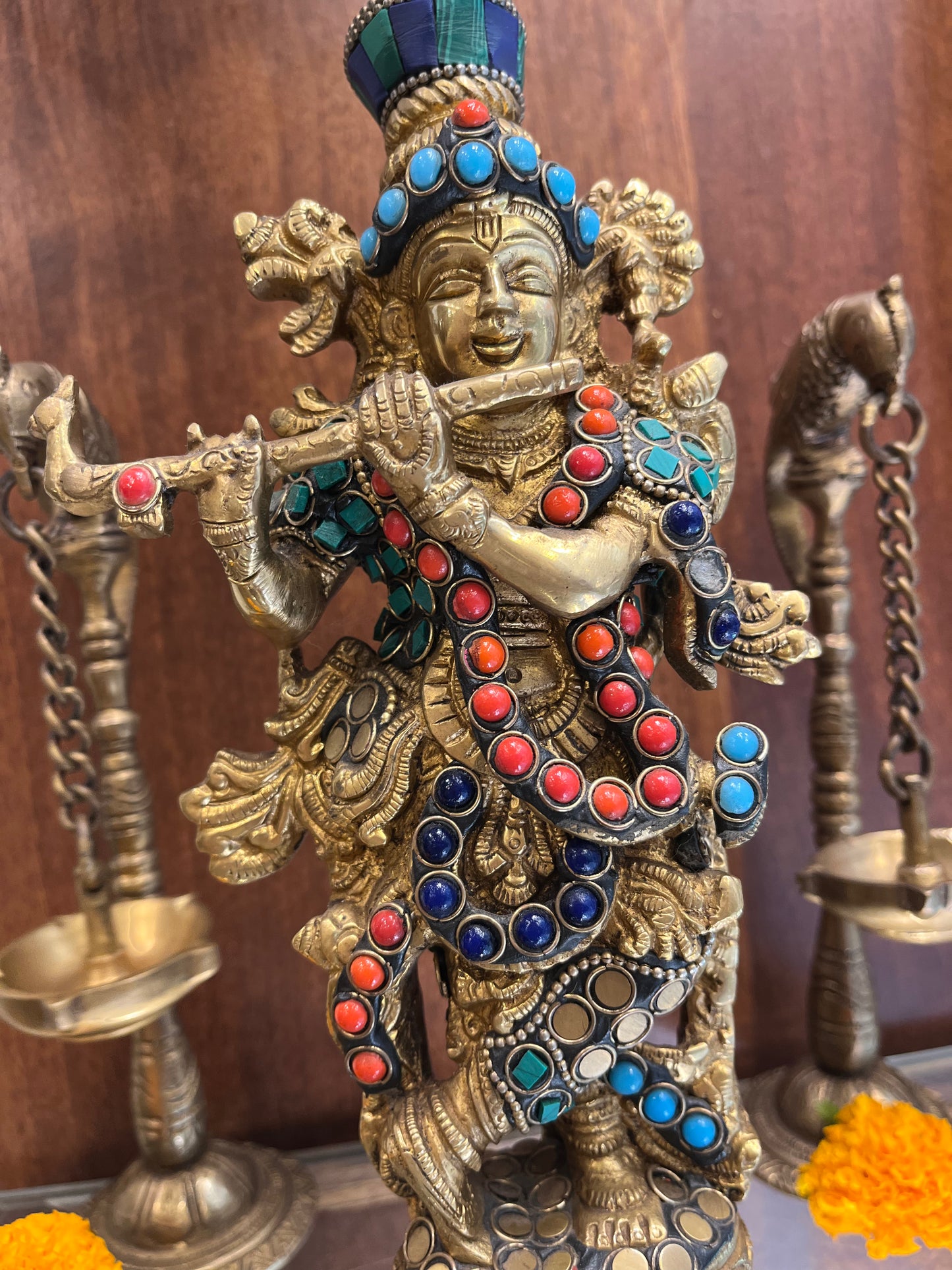 Brass Stone work Krishna