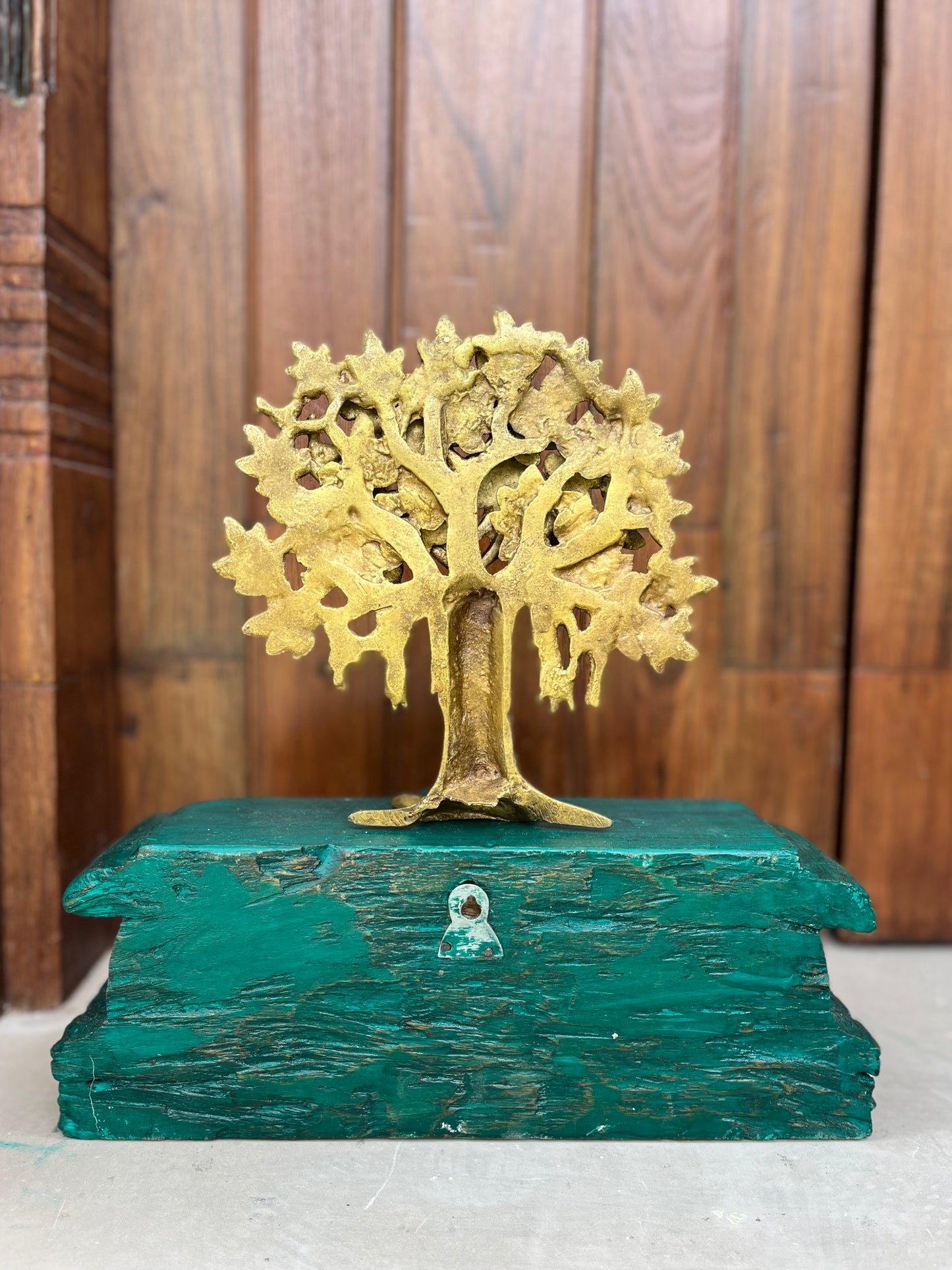Old Wooden Decoration Bracket Brass Tree