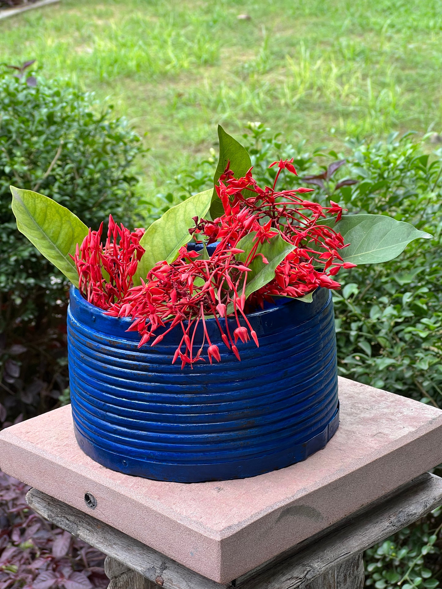 Vintage Blue Flower Planter